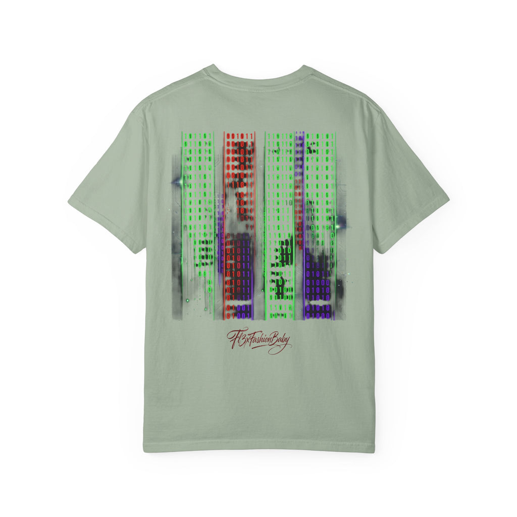 Graphic T-Shirt — Futuristic Cityscape Design with Japanese Calligraphy