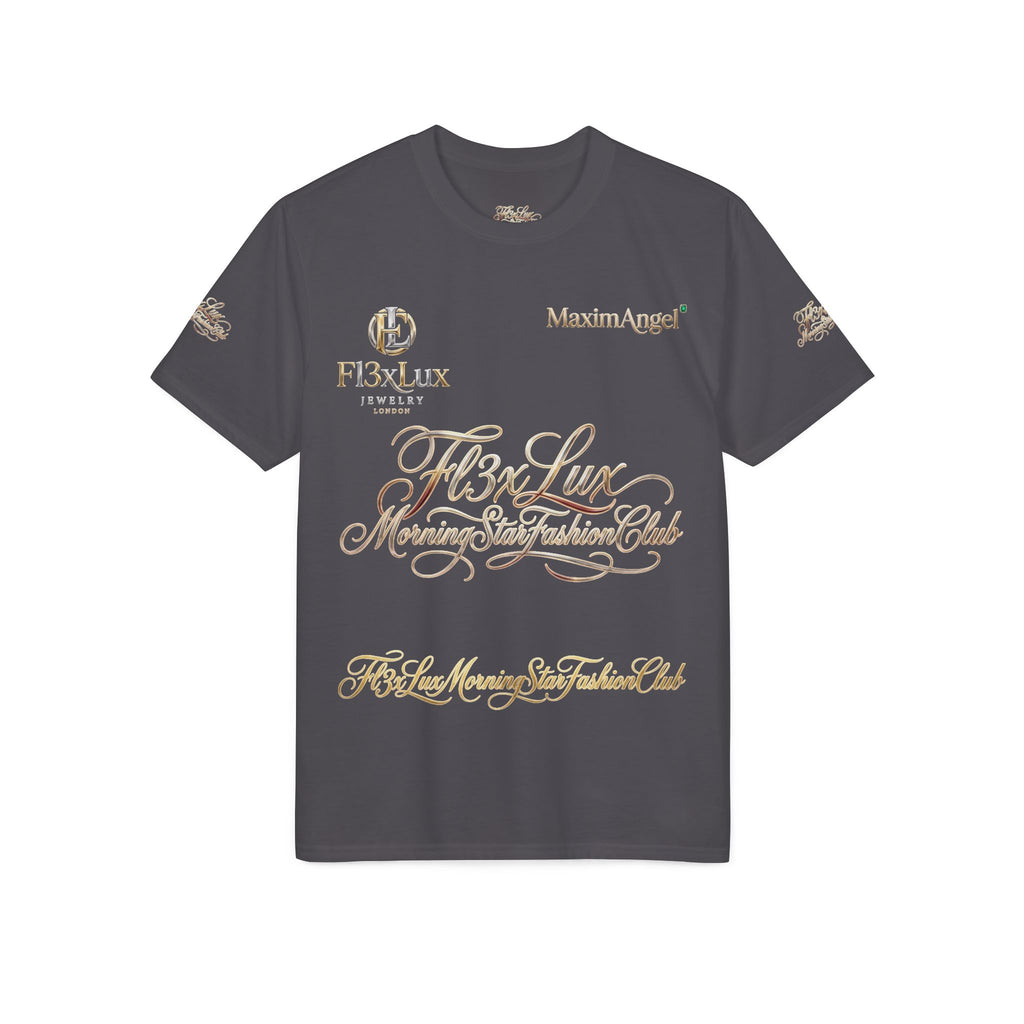 Luxury Gold Script Performance T-Shirt — F3xLux Morning Stay Fashion Club Design