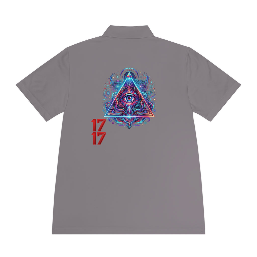 Men's Polo Shirt — Mystic All-Seeing Eye Triangle Design with 17/17 Accent