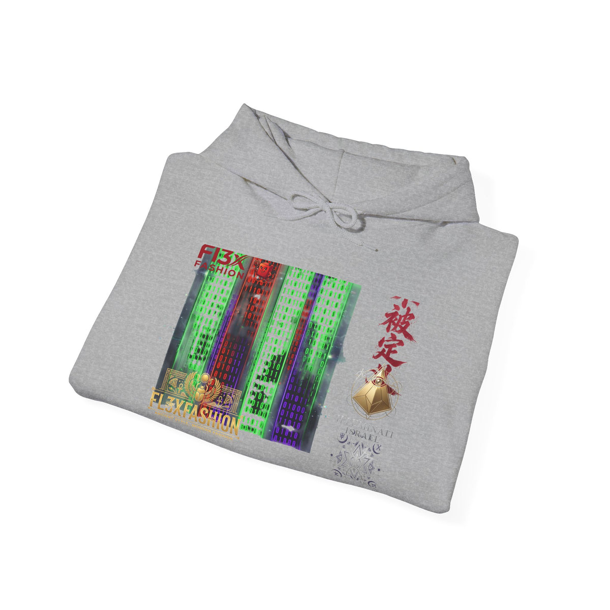 Matrix-Inspired Cyberpunk Hoodie with Kanji & Vaporwave Collage