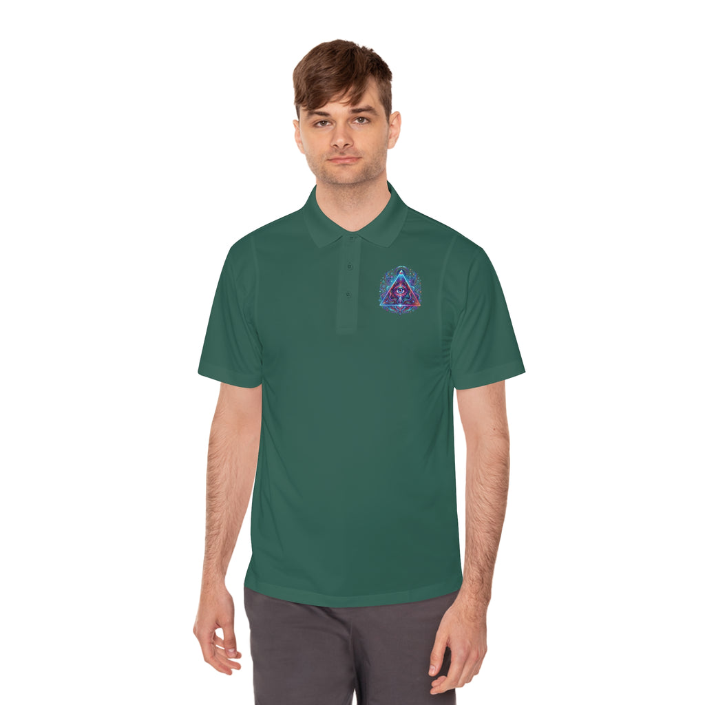 Men's Polo Shirt — Mystic All-Seeing Eye Triangle Design with 17/17 Accent