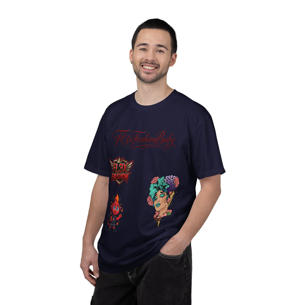 Artistic Floral Portrait T-Shirt — 'Fl3xFashionBaby' Graphic Tee