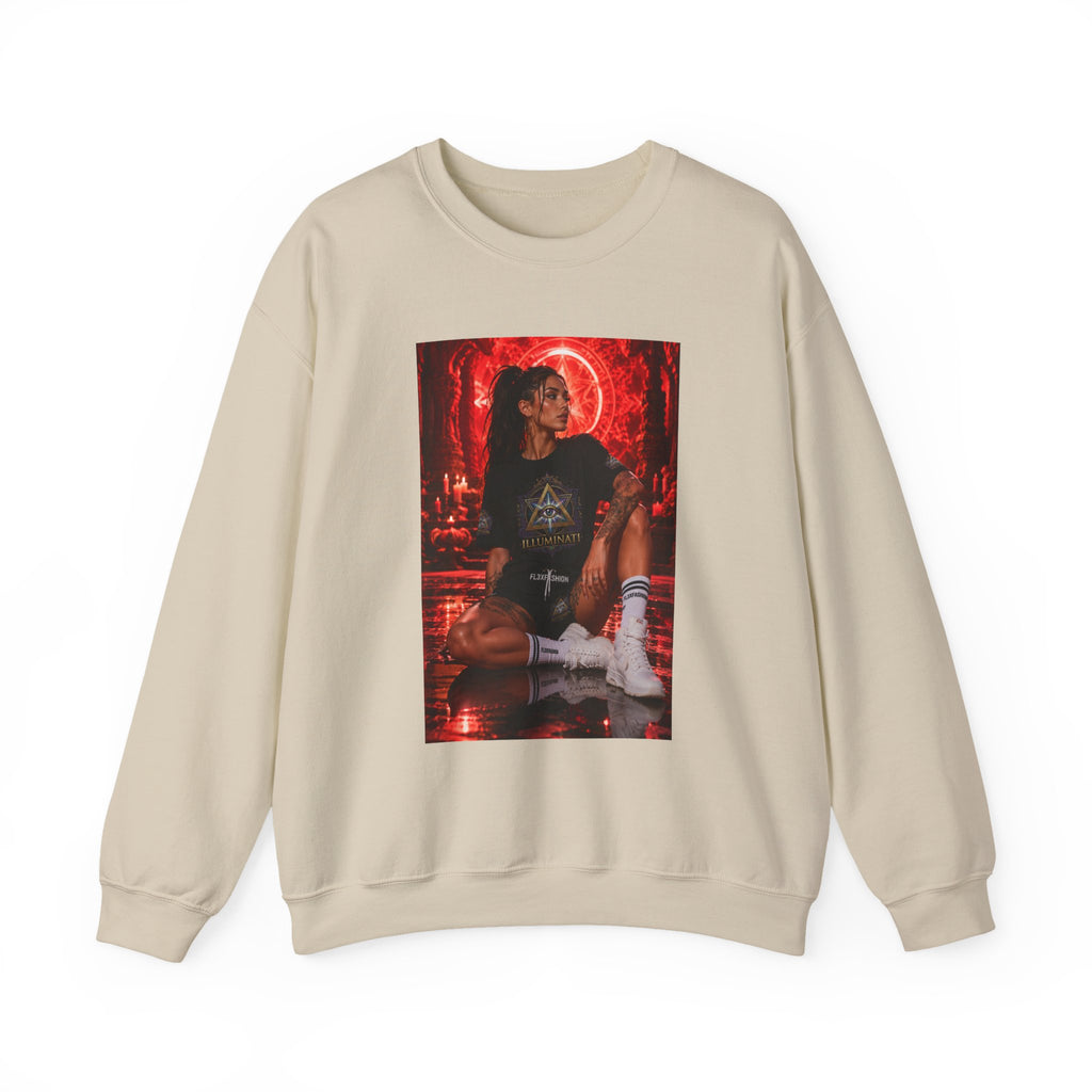 Crewneck Sweatshirt — Gothic Red Neon Angel Photo Print