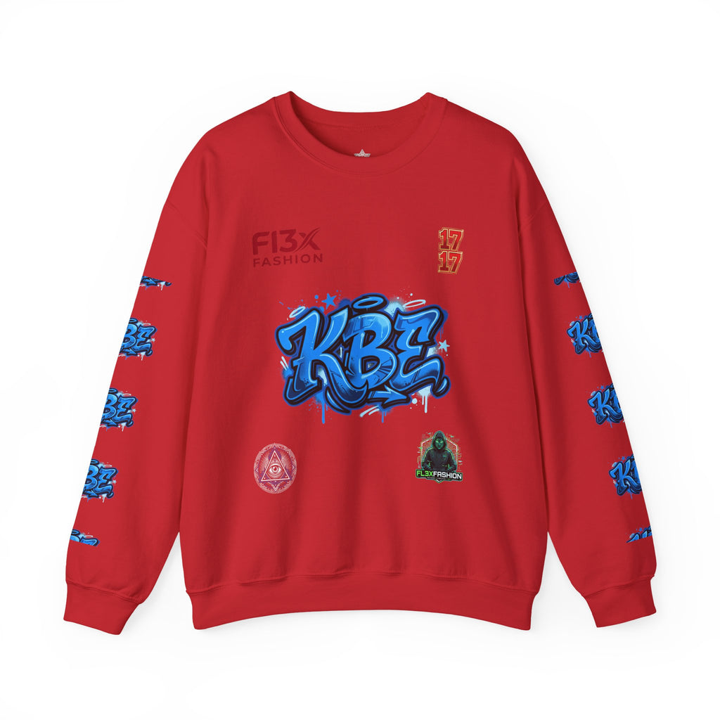 KBZ Graffiti Crewneck Sweatshirt – Streetwear Pullover with Blue Urban Tag Design