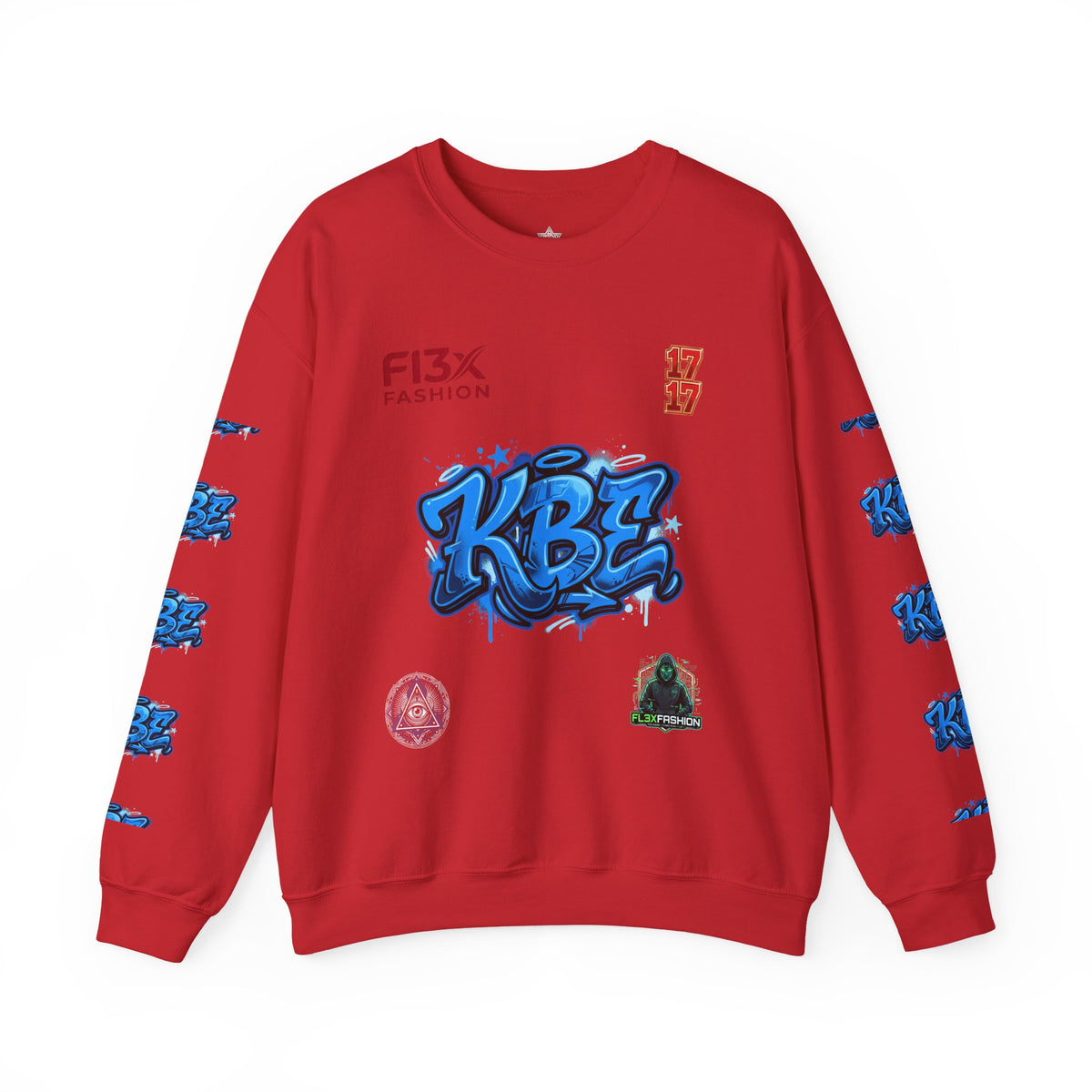 KBZ Graffiti Crewneck Sweatshirt – Streetwear Pullover with Blue Urban Tag Design