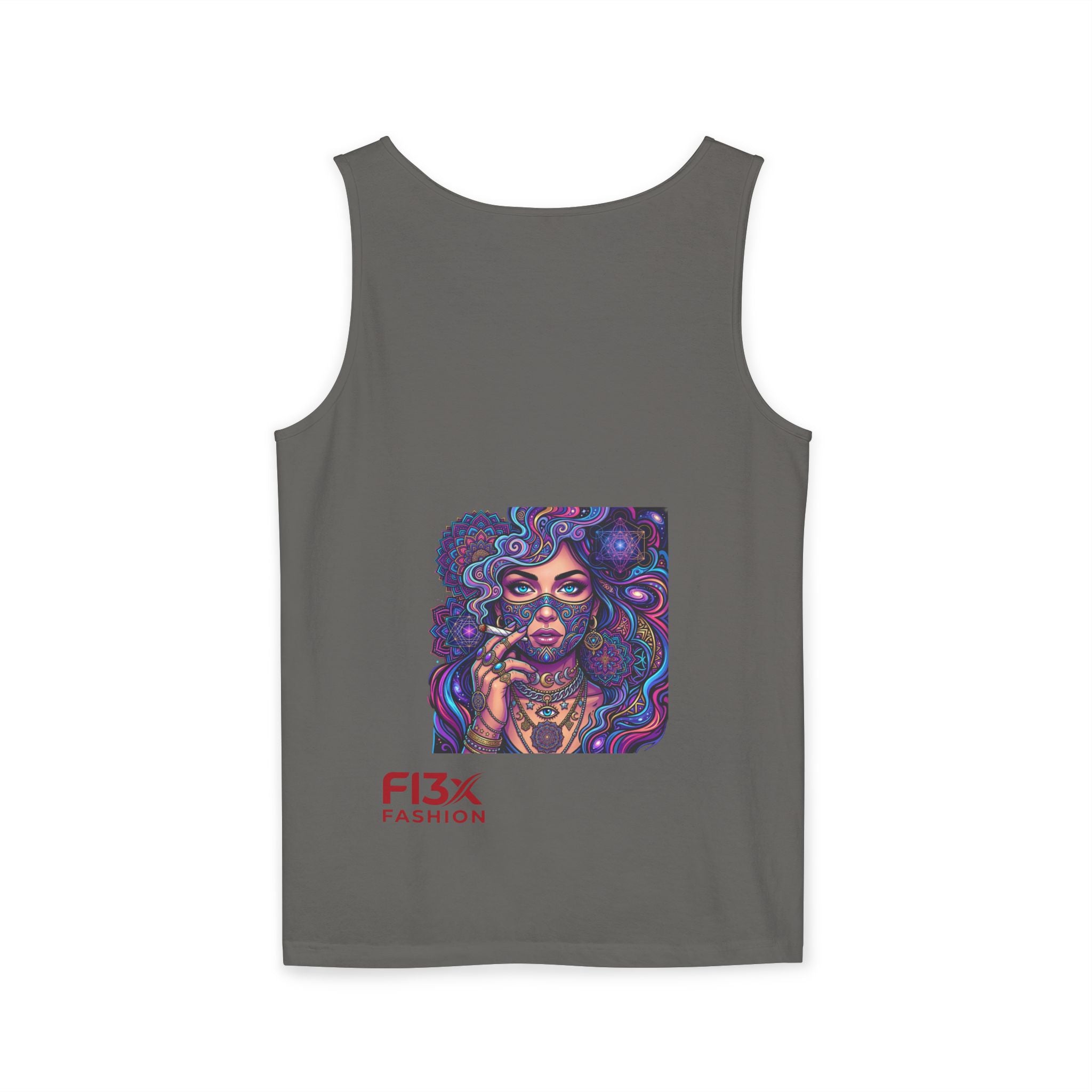 Graphic Tank Top - Colorful Cosmic Woman Illustration