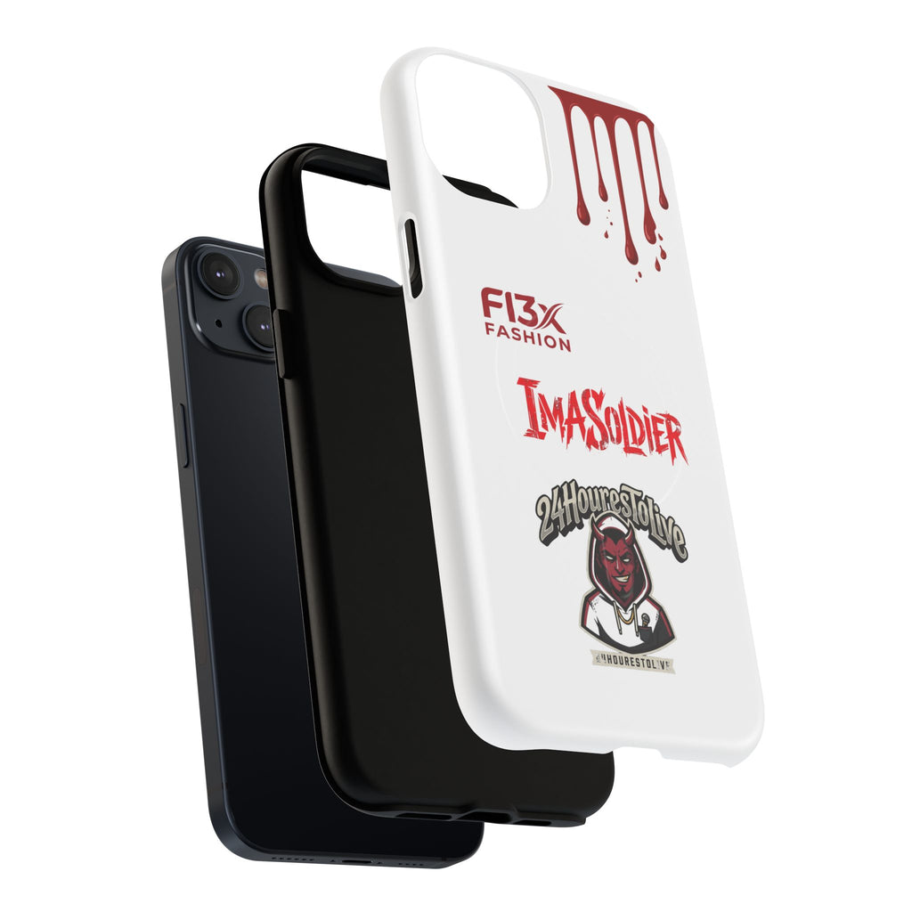 Tough Magnetic Phone Case — 'ImASoldier' Blood Drip Gaming Design