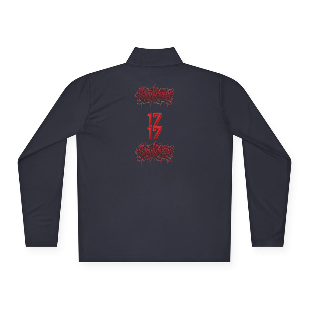 Quarter-Zip Pullover — Minimal Red '17' Logo Athletic Pullover