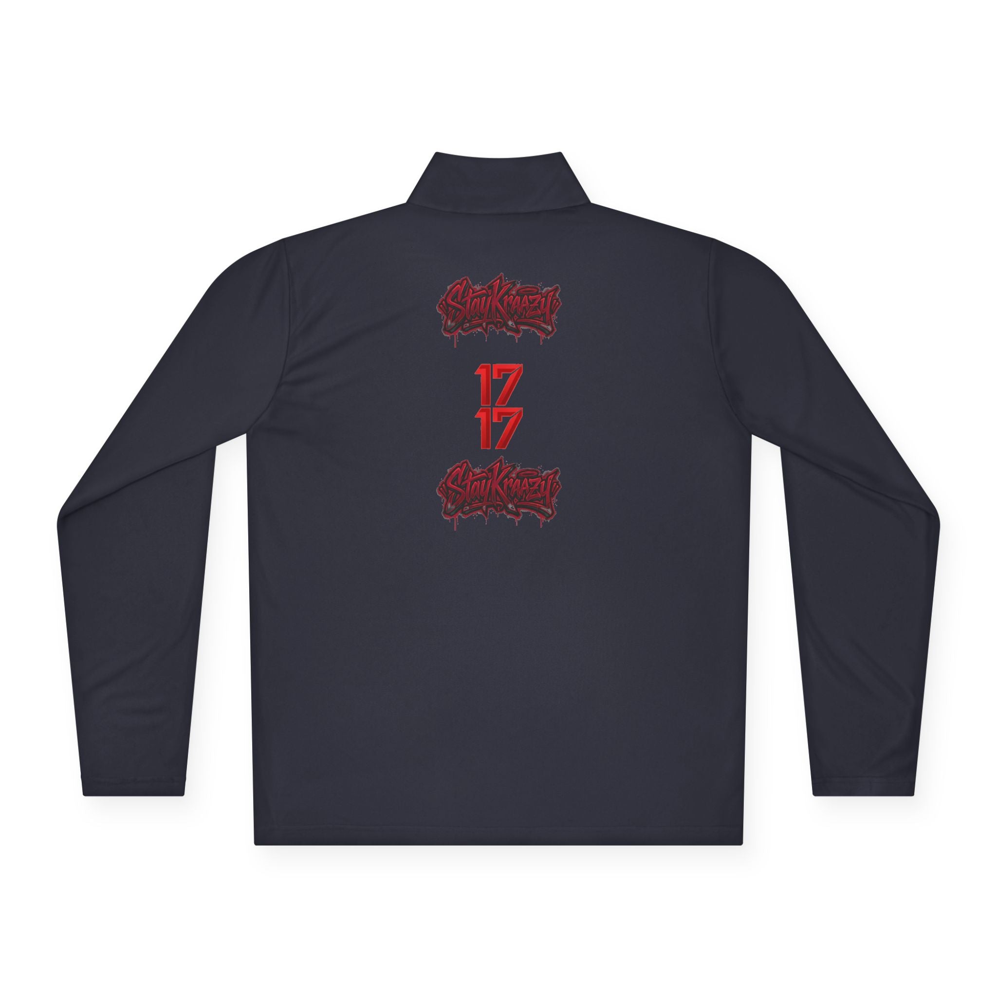 Quarter-Zip Pullover — Minimal Red '17' Logo Athletic Pullover