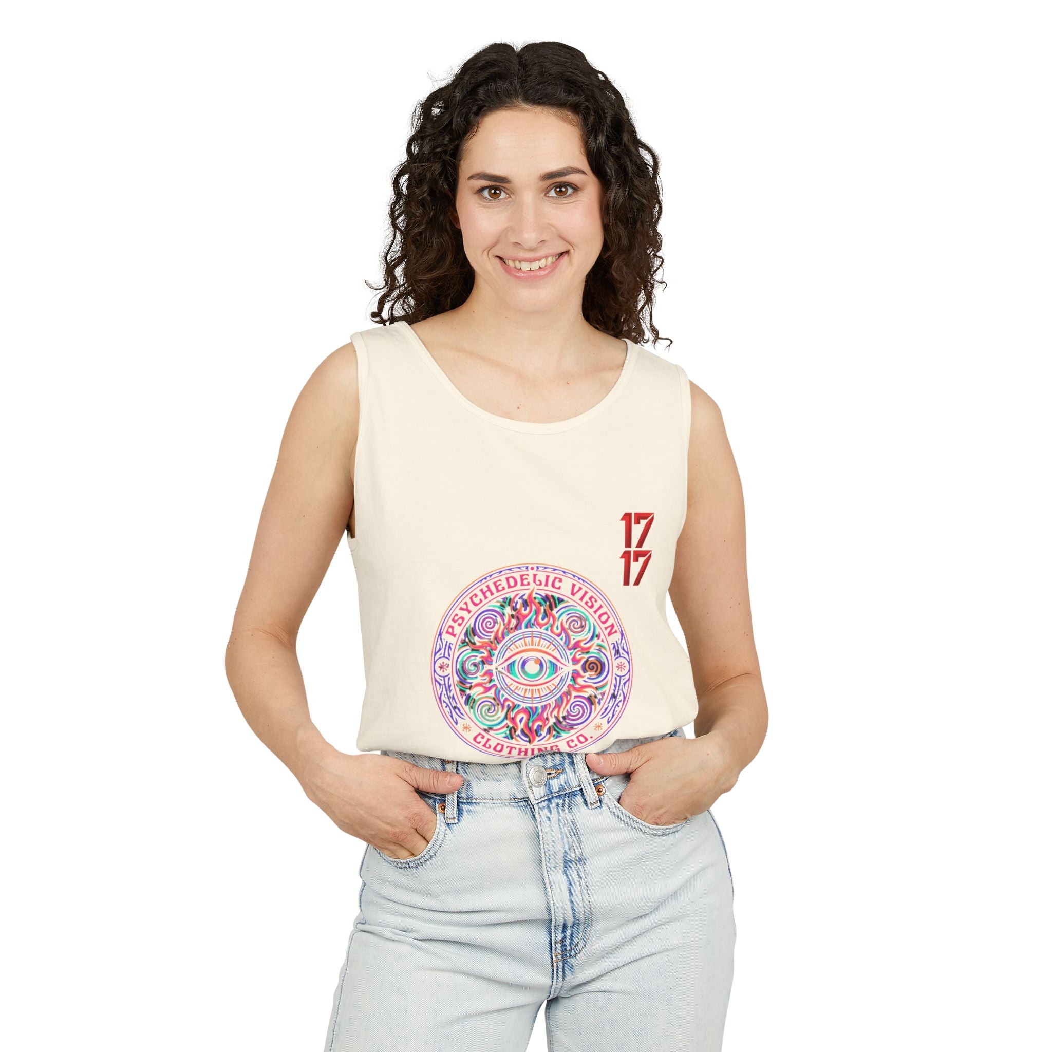 Psychedelic Vision Tank Top — Retro Eye Mandala Graphic