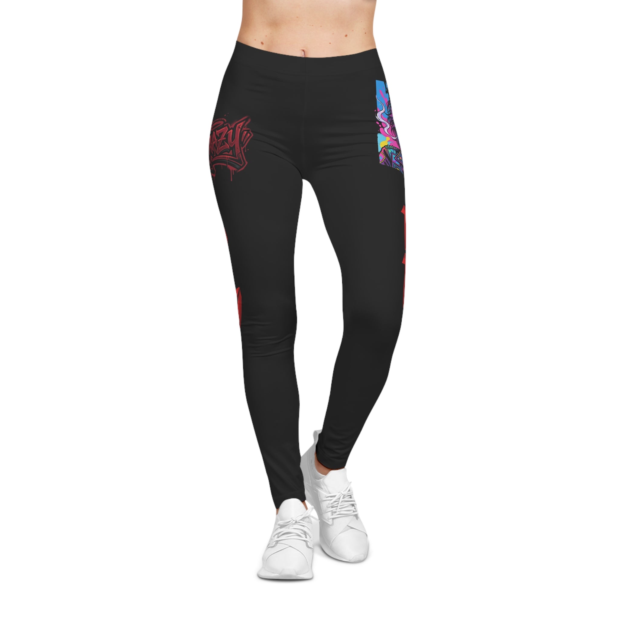 Women's Graphic Leggings — Neon Pinup & Street Art Collage