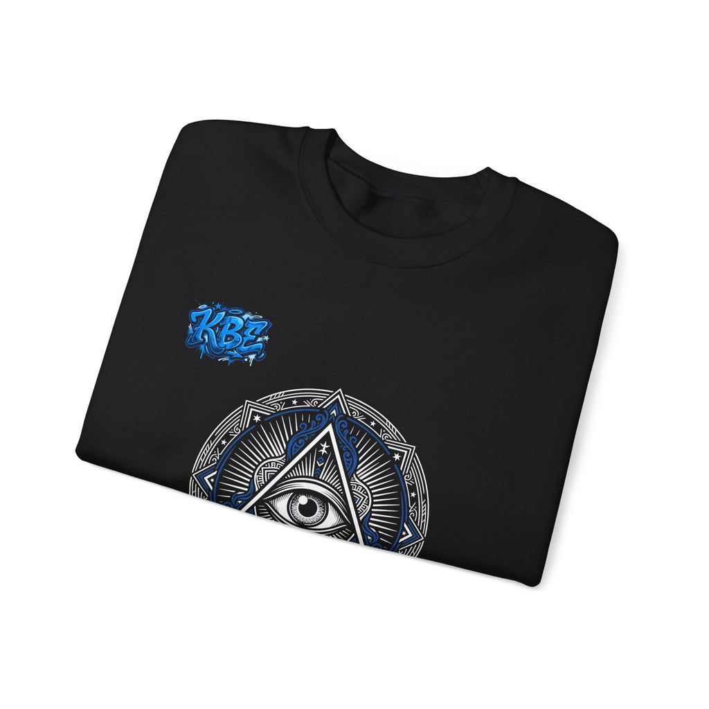 Crewneck Sweatshirt — Minimal Blue Mandala Graphic Crewneck