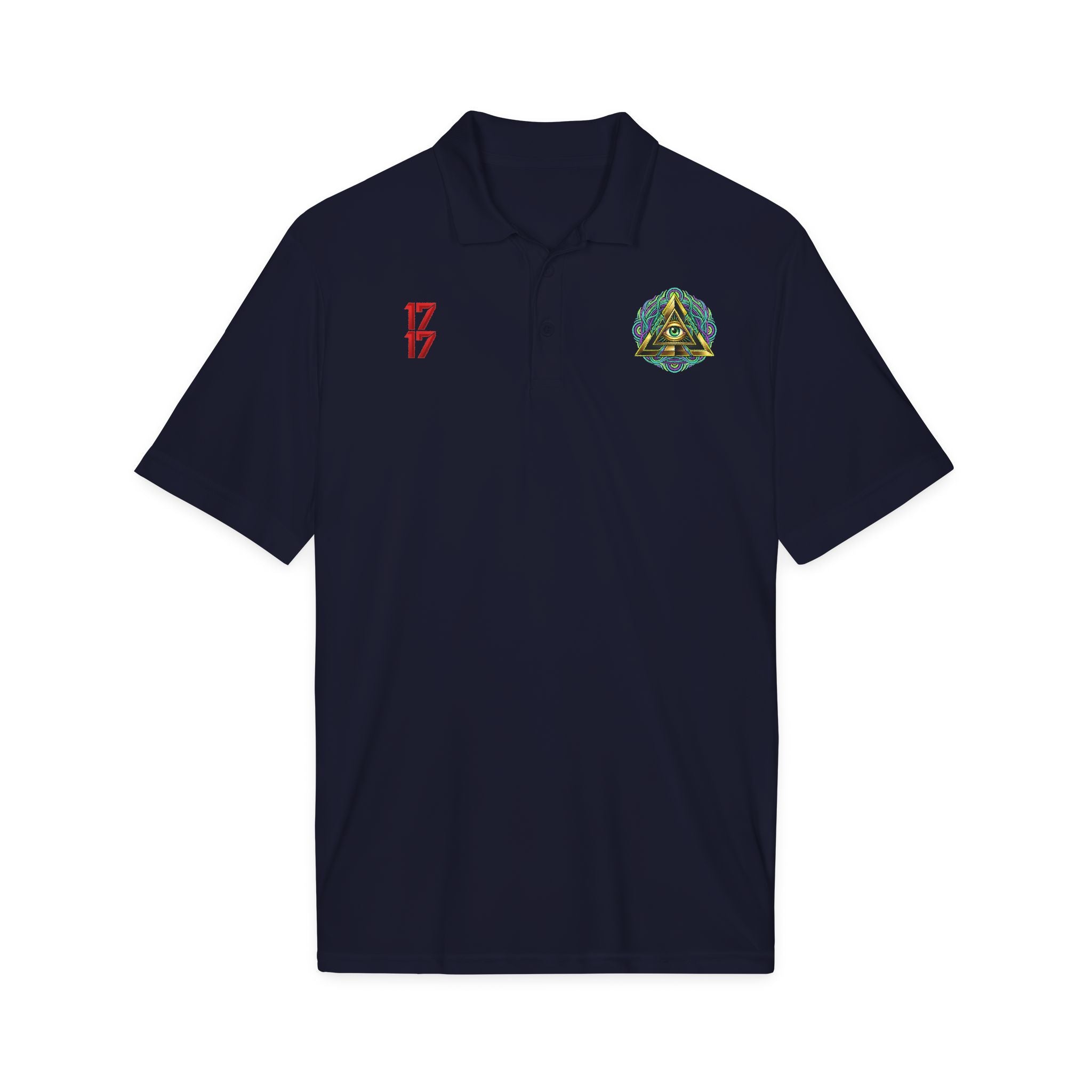 Embroidered Triangle Eye Polo Shirt — 1717 Logo Performance Golf Polo
