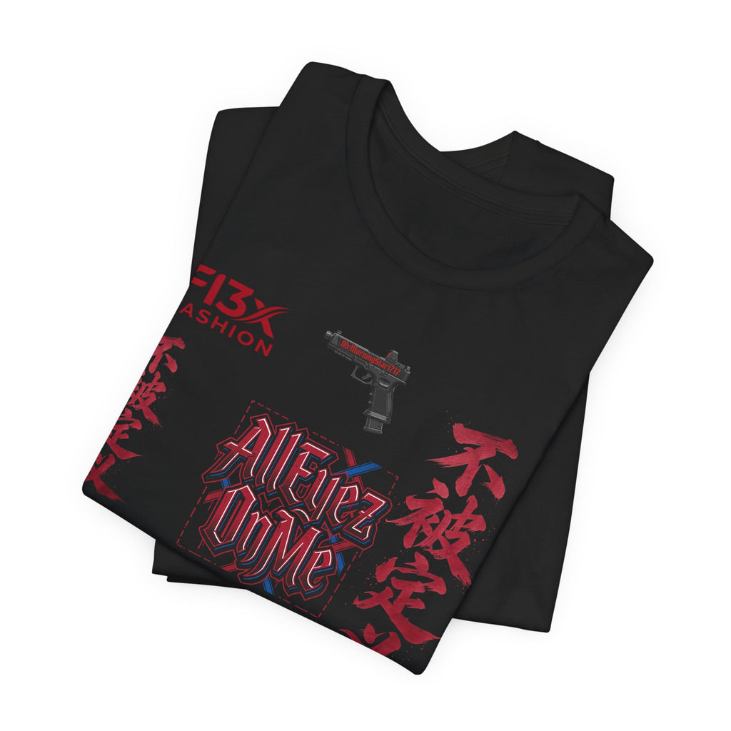 Graphic Tee — 'We Set The Trends' Streetwear T-Shirt with Asian Script & Gun Motifs