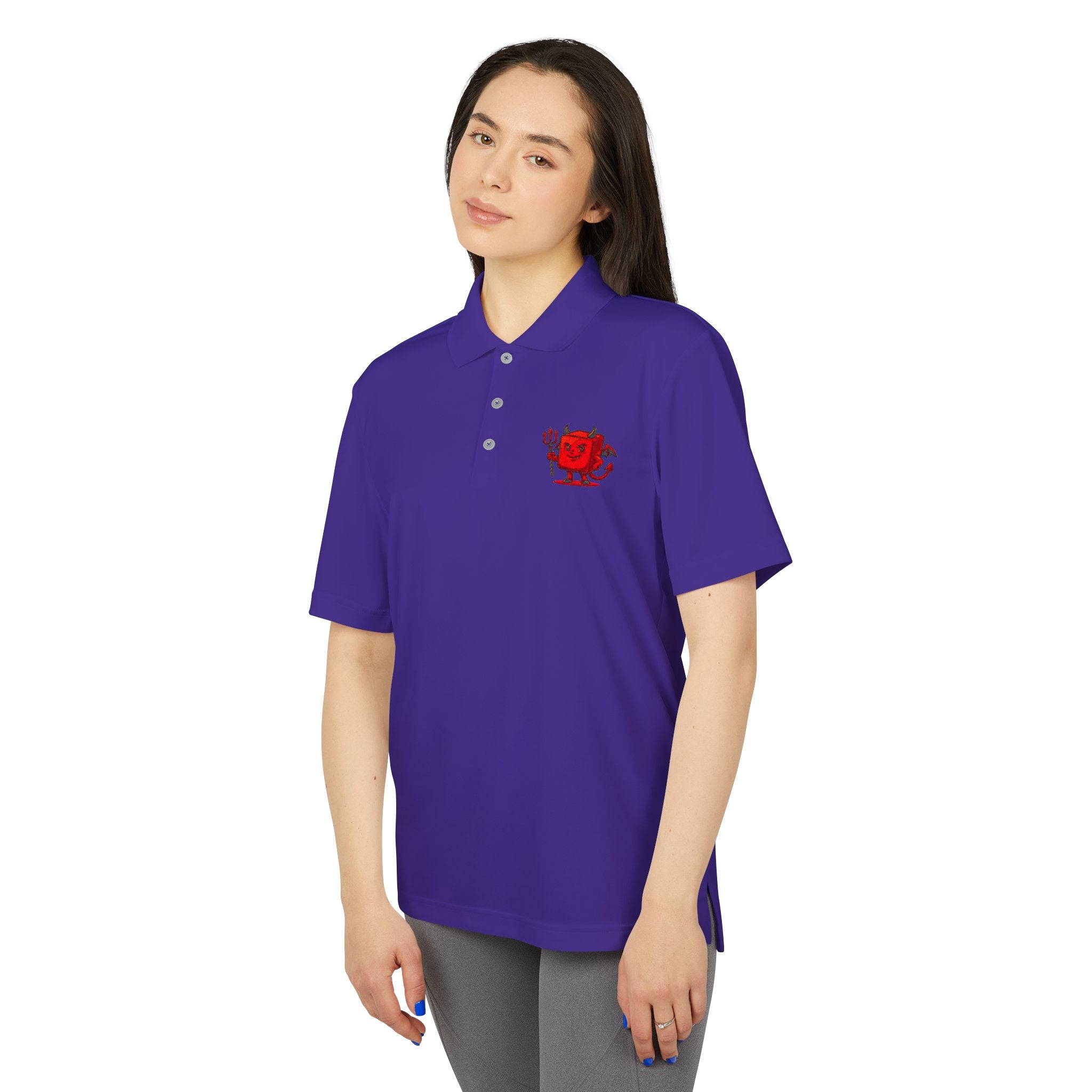 Red Devil Logo Polo Shirt — Embroidered Small Chest Graphic, Golf & Casual Wear