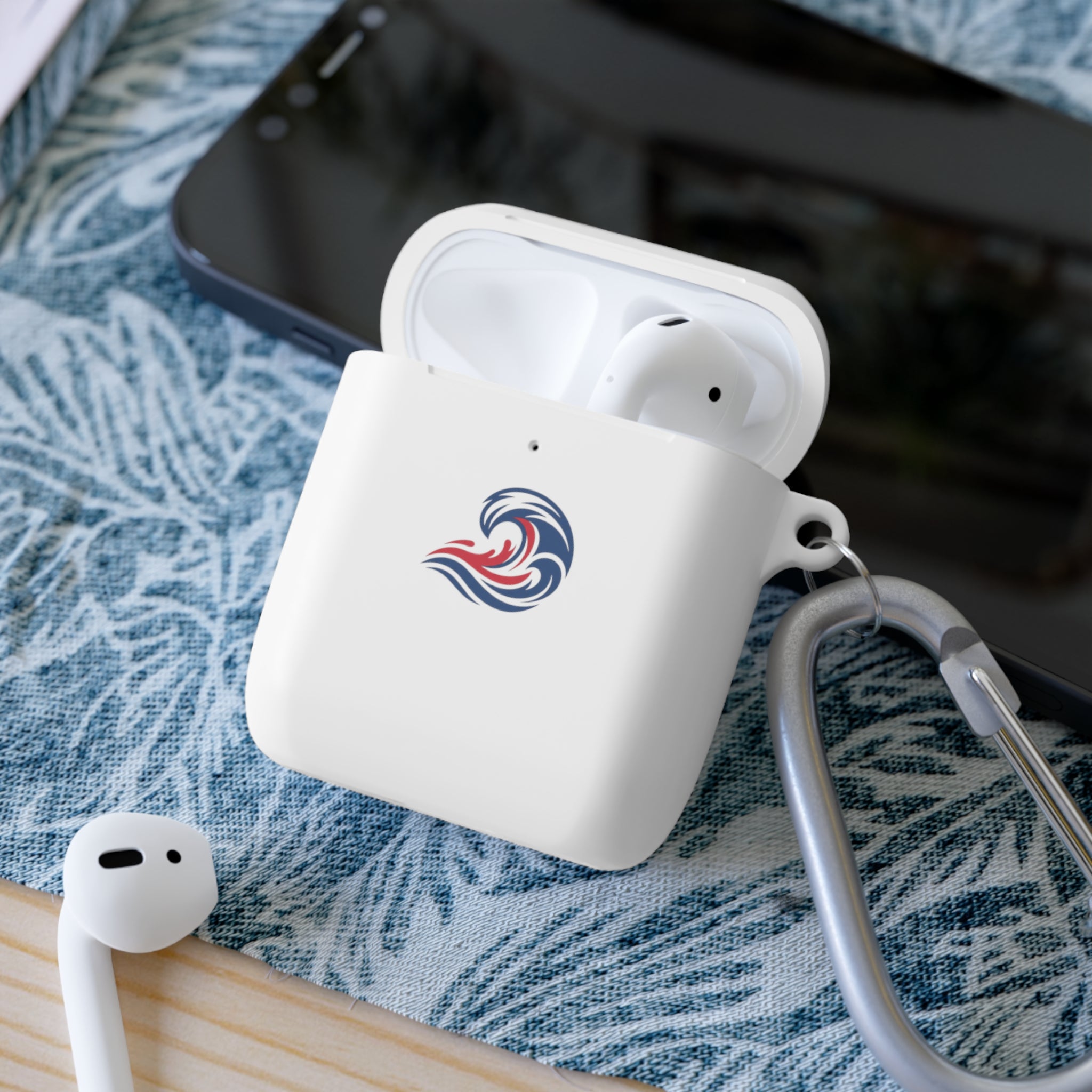 Wave Crest AirPods Case Cover - Patriotic Red White Blue Swirl