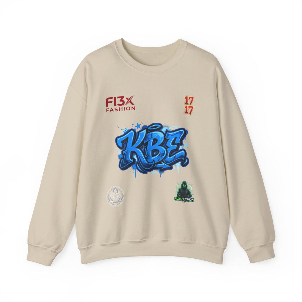 Crewneck Sweatshirt — KBE Blue Graffiti Logo Streetwear