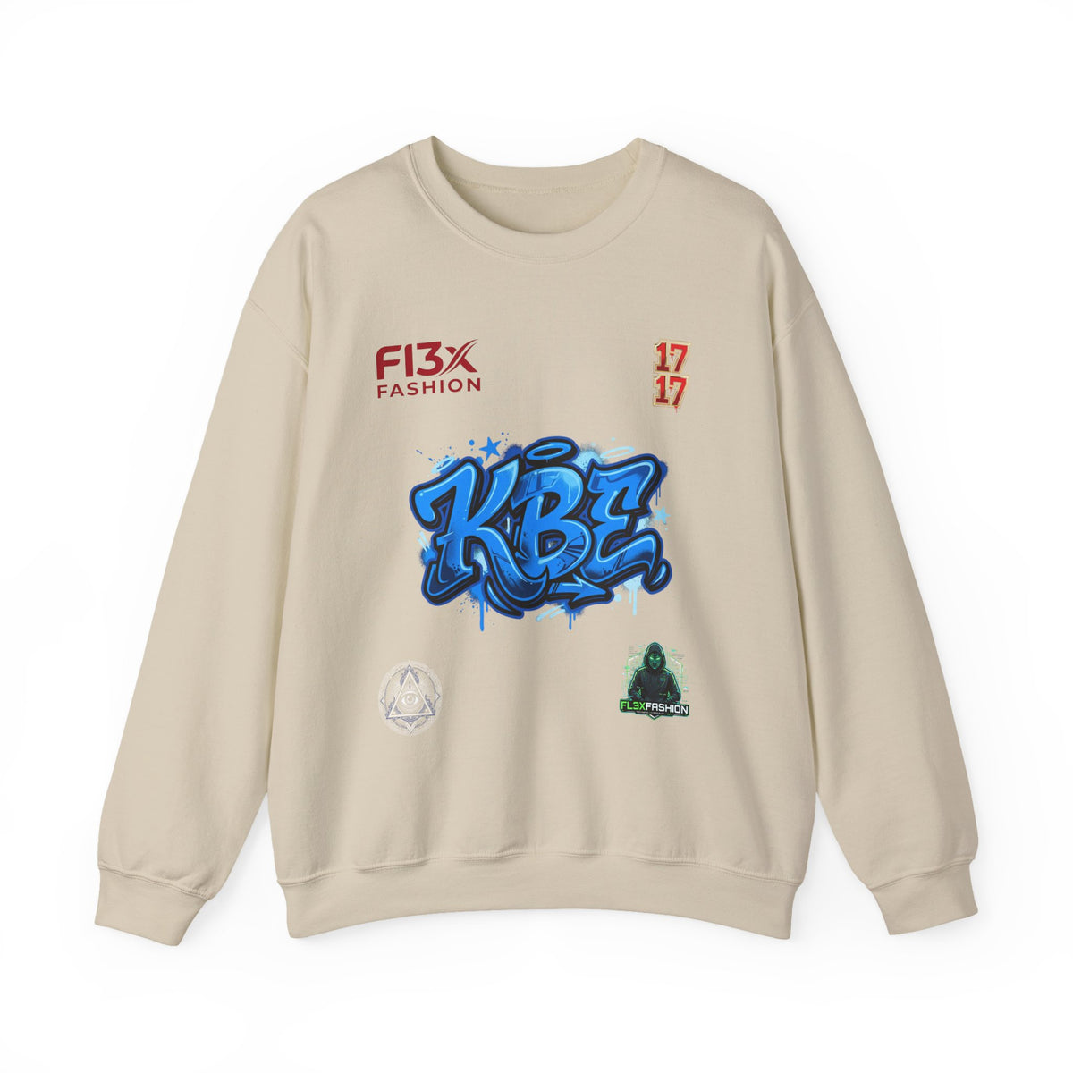 Crewneck Sweatshirt — KBE Blue Graffiti Logo Streetwear