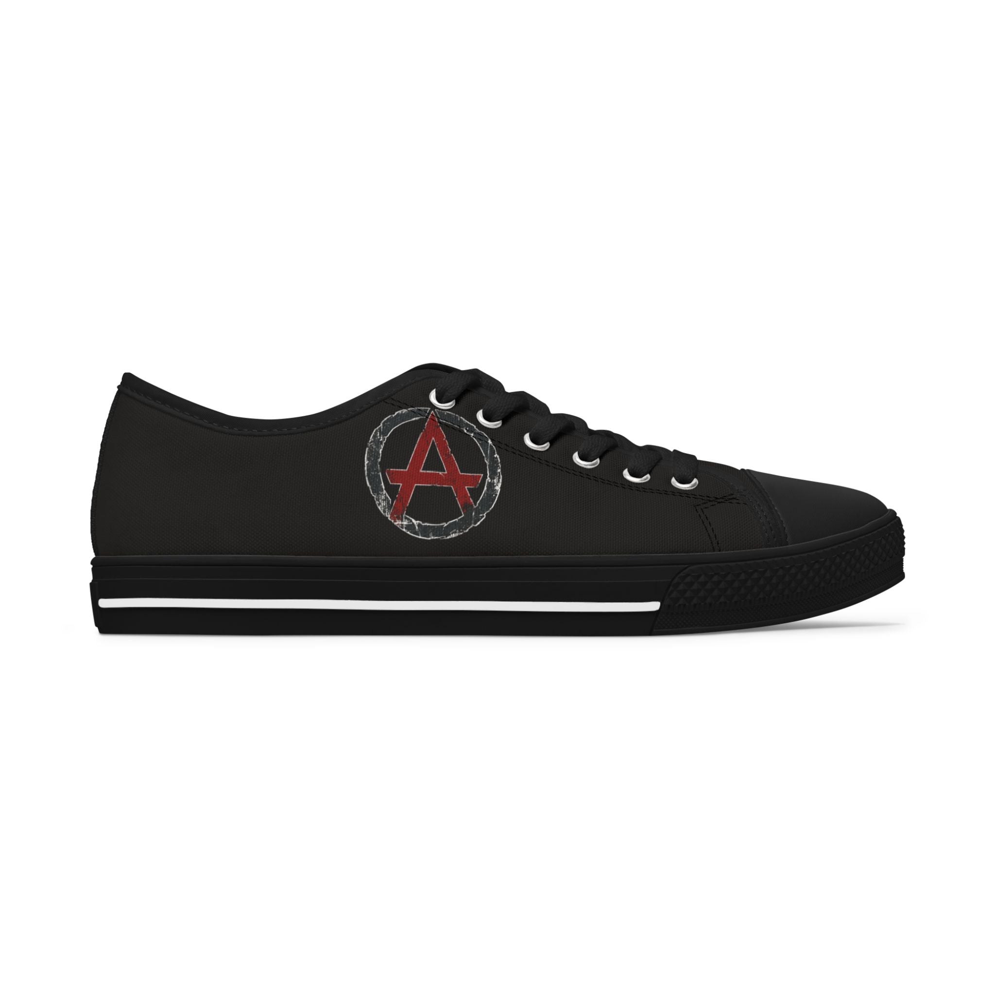 Women's Low Top Sneakers — Gothic Red 17 Anarchy Graphic Canvas Shoes