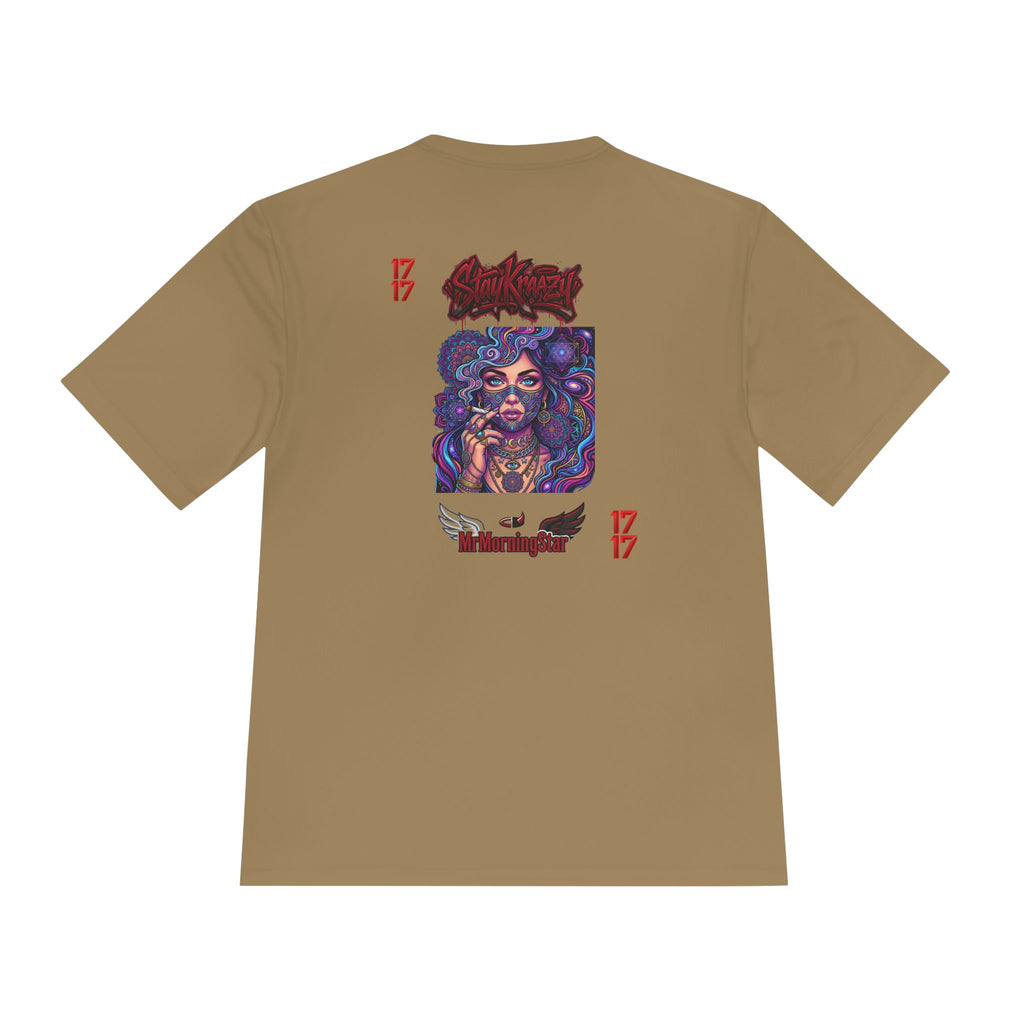 Psychedelic Woman Graphic Tee — Retro Cosmic Portrait Moisture‑Wicking Shirt