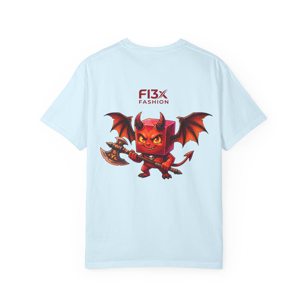 Devil Mascot T-Shirt — 'F13X Fashion' Graphic Tee (Front Chest & Back Print)