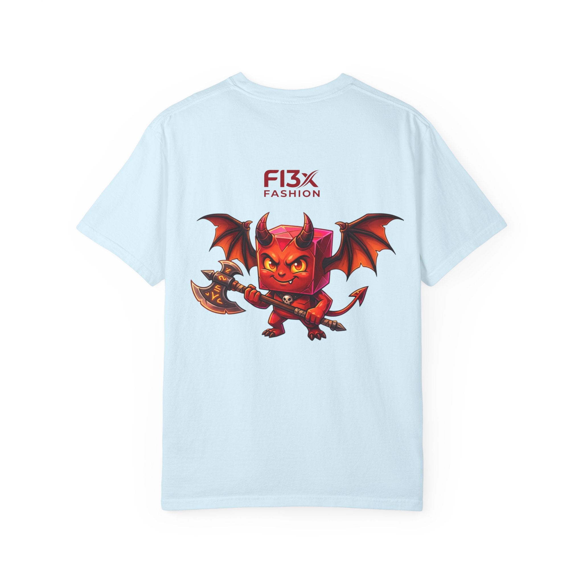 Devil Mascot T-Shirt — 'F13X Fashion' Graphic Tee (Front Chest & Back Print)