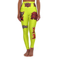 Neon Comic Pop High-Waisted Yoga Leggings — Graphic 'Fly Fashion' AOP