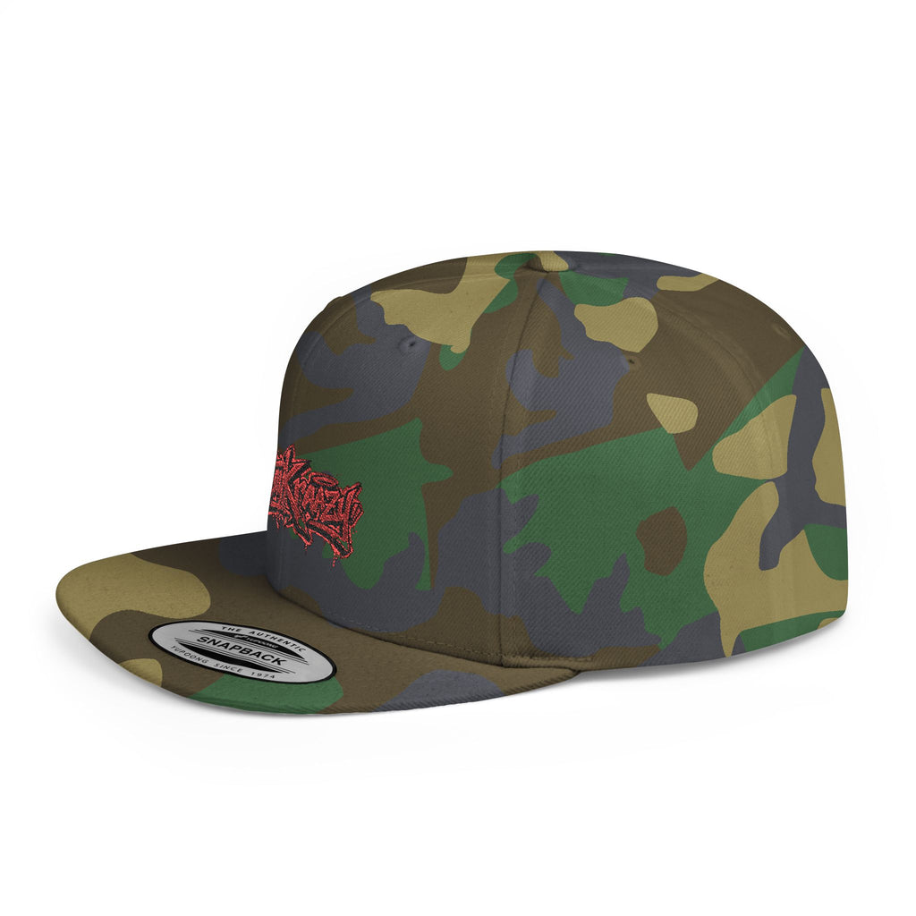 Snapback Hat — Red Graffiti Logo Flat Bill Cap