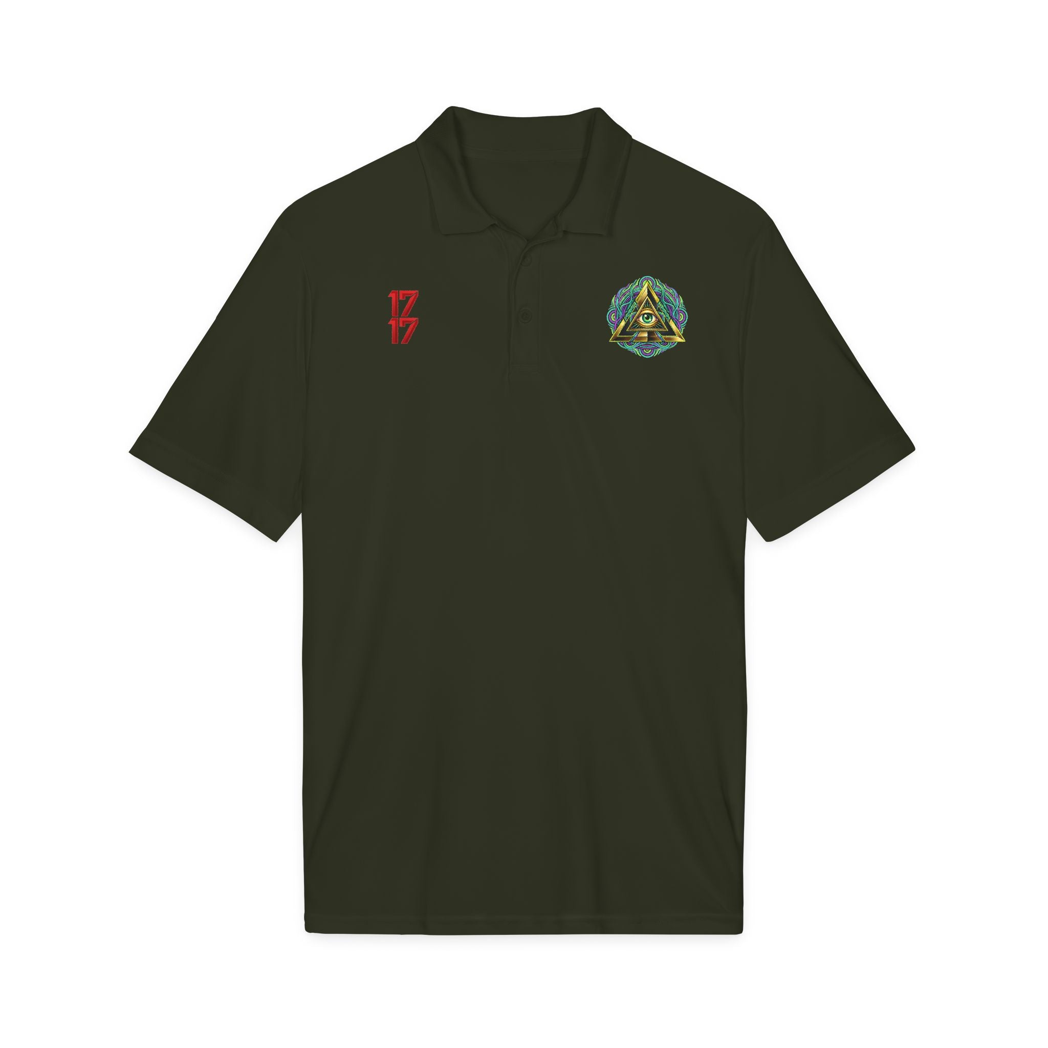 Embroidered Triangle Eye Polo Shirt — 1717 Logo Performance Golf Polo