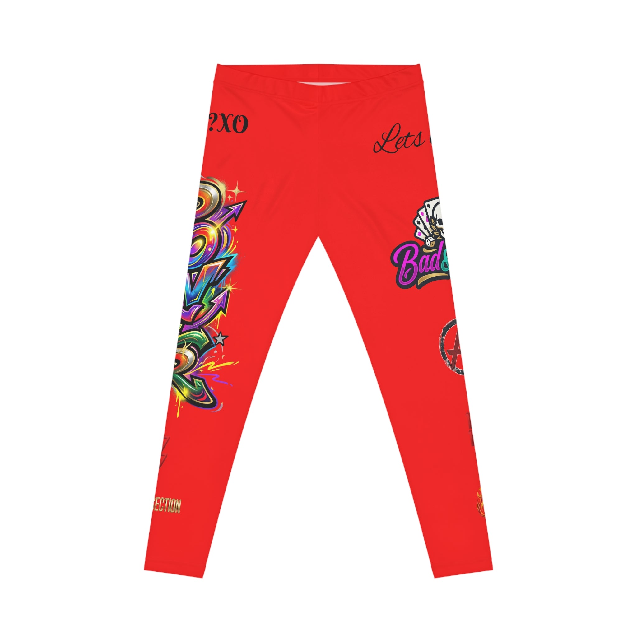 Graffiti Red Leggings — Bold Street Art Print Women's Leggings
