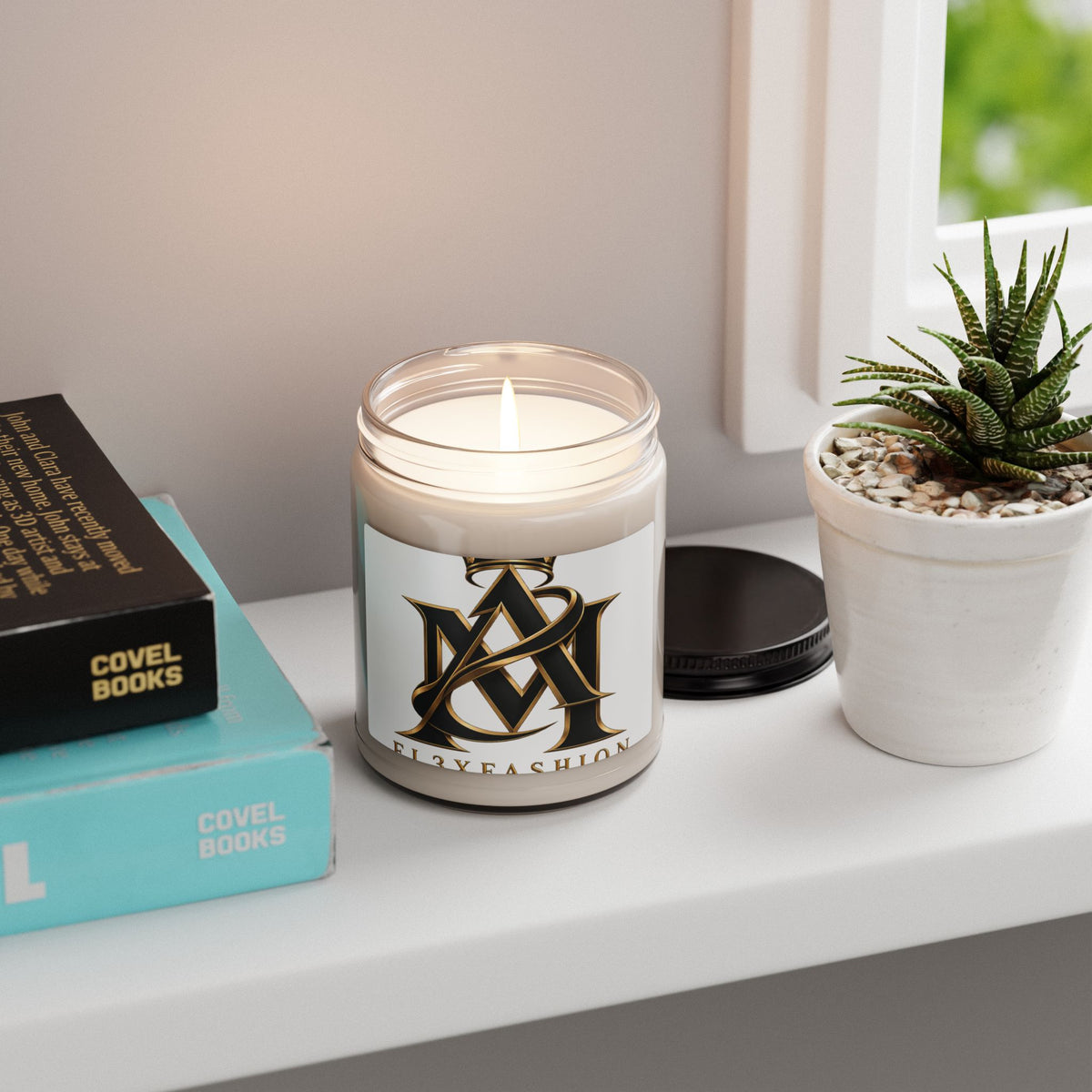 9oz Scented Soy Candle — Luxury Gold Monogram Design