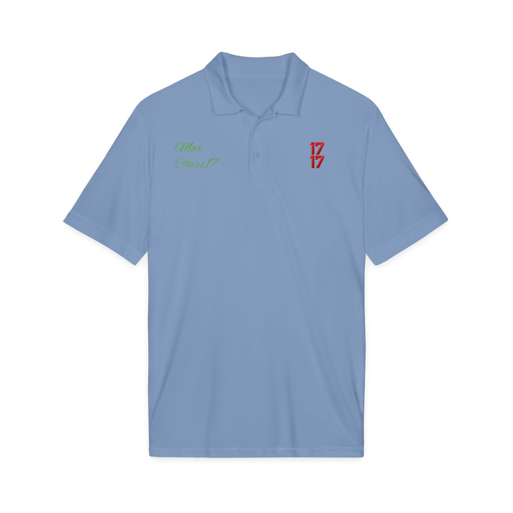 Embroidered 17/17 Polo Shirt with 'Max Crew!!' Accent