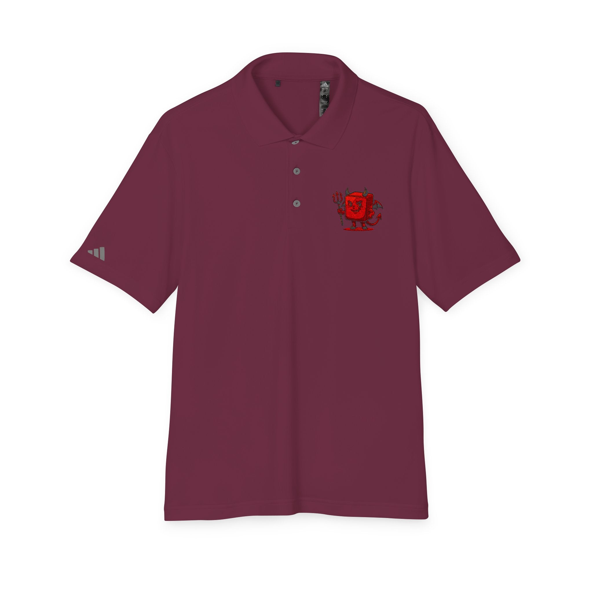 Red Devil Logo Polo Shirt — Embroidered Small Chest Graphic, Golf & Casual Wear
