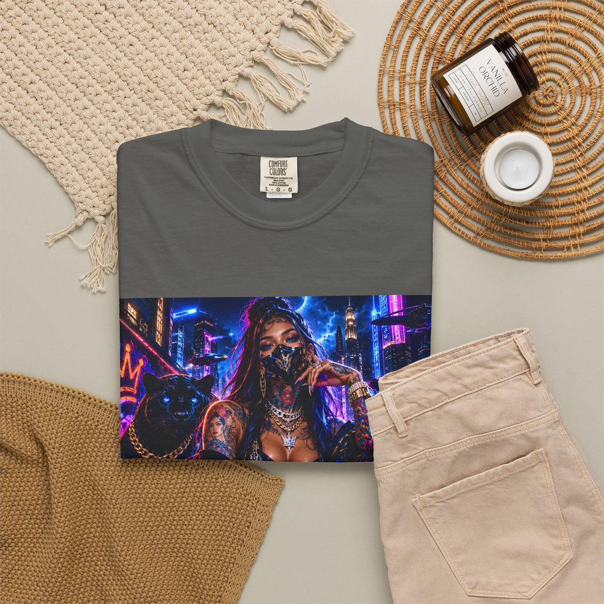 Cyberpunk Streetwear T-Shirt — "Fl3x Fashion Omertà" Graphic