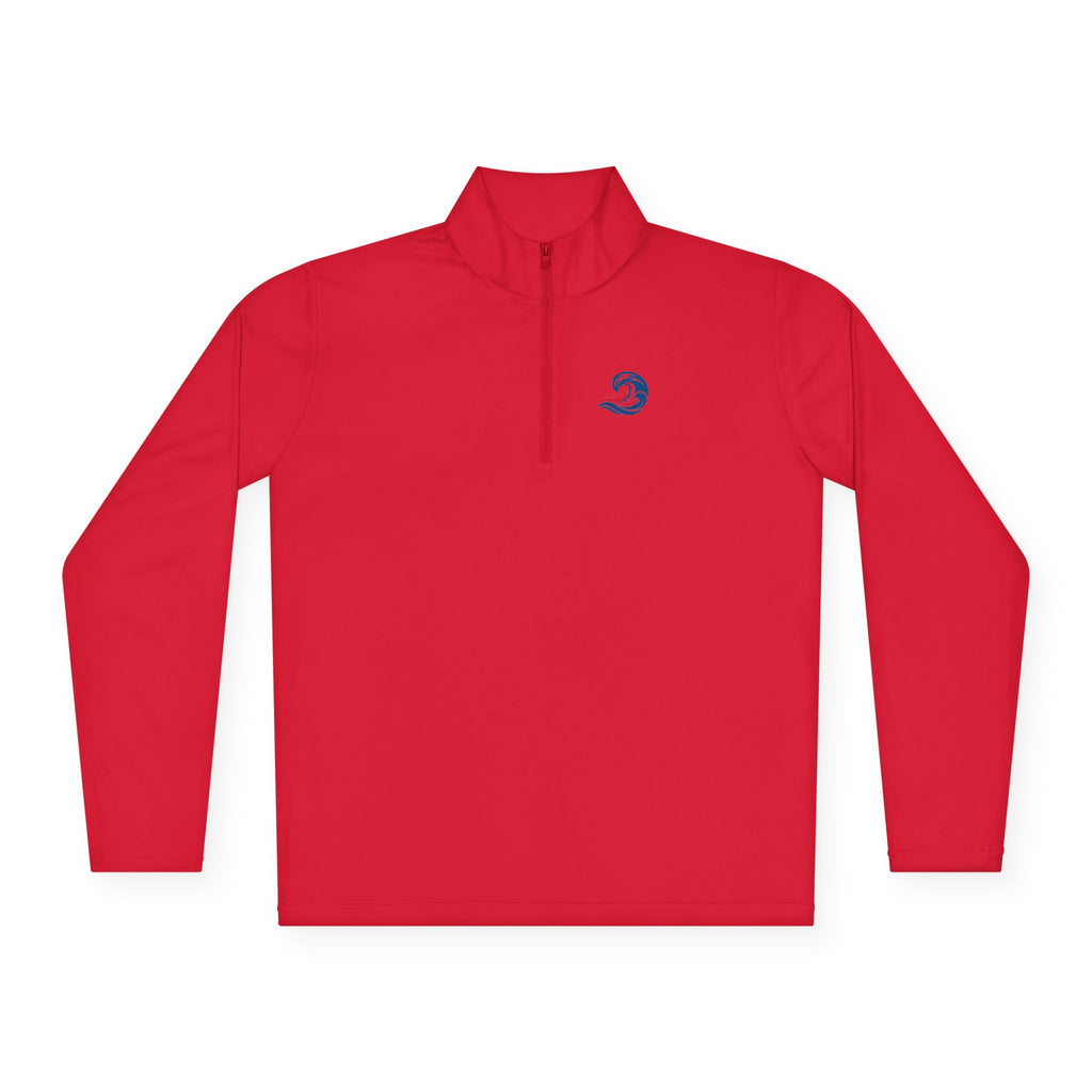 Quarter-Zip Pullover — Coastal Wave Logo Pullover with Back Graphic
