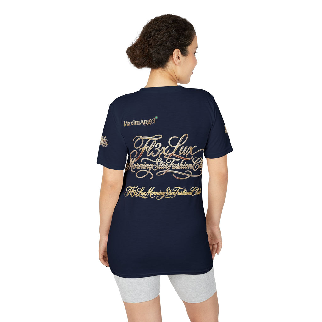 Luxury Gold Script Performance T-Shirt — F3xLux Morning Stay Fashion Club Design