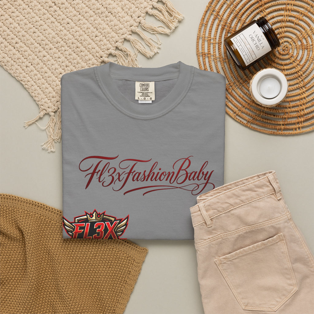 Artistic Floral Portrait T-Shirt — 'Fl3xFashionBaby' Graphic Tee