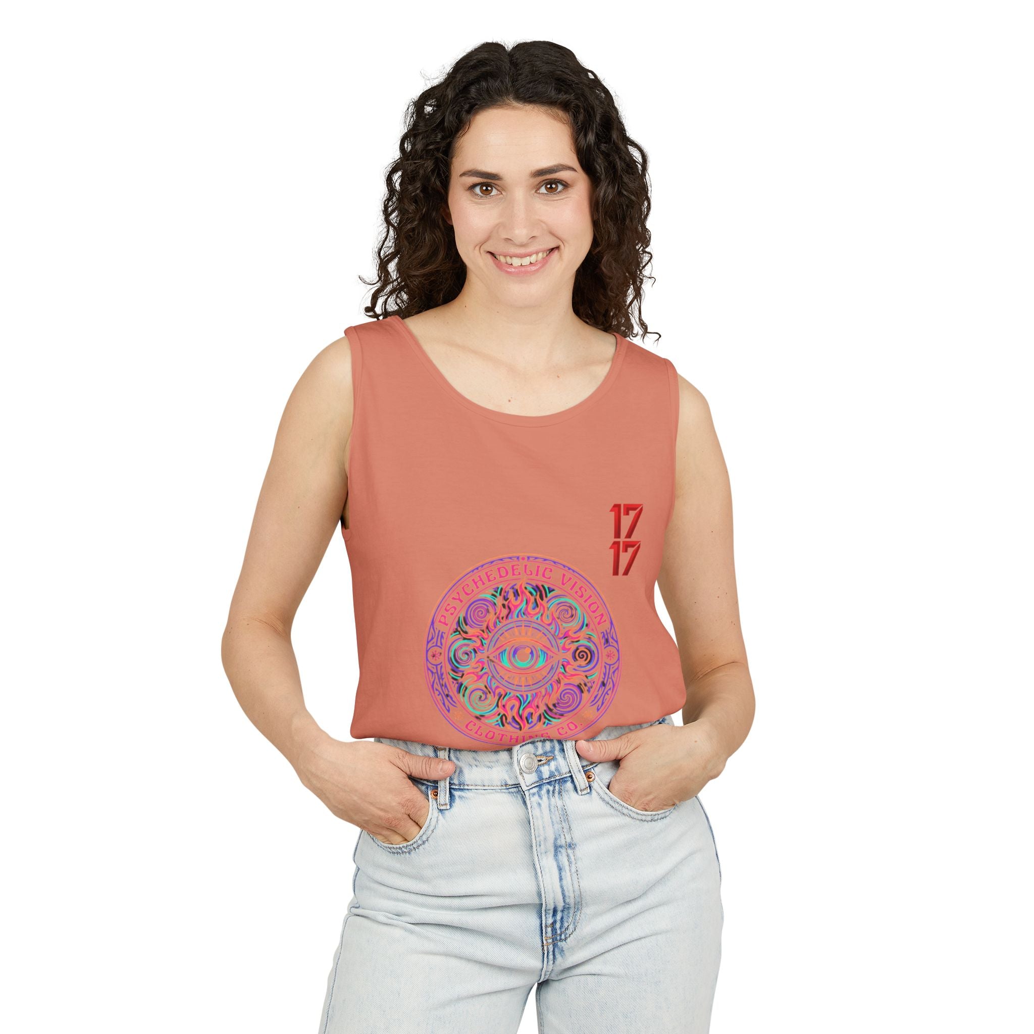 Psychedelic Vision Tank Top — Retro Eye Mandala Graphic