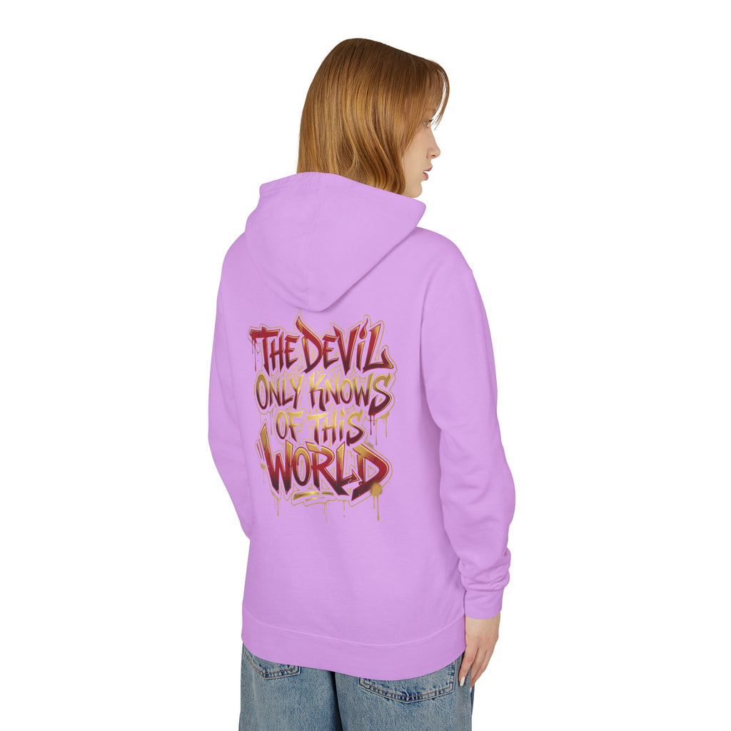 Devil Graphic Hoodie — "The Devil Only Knows of This World" Streetwear Sweatshirt
