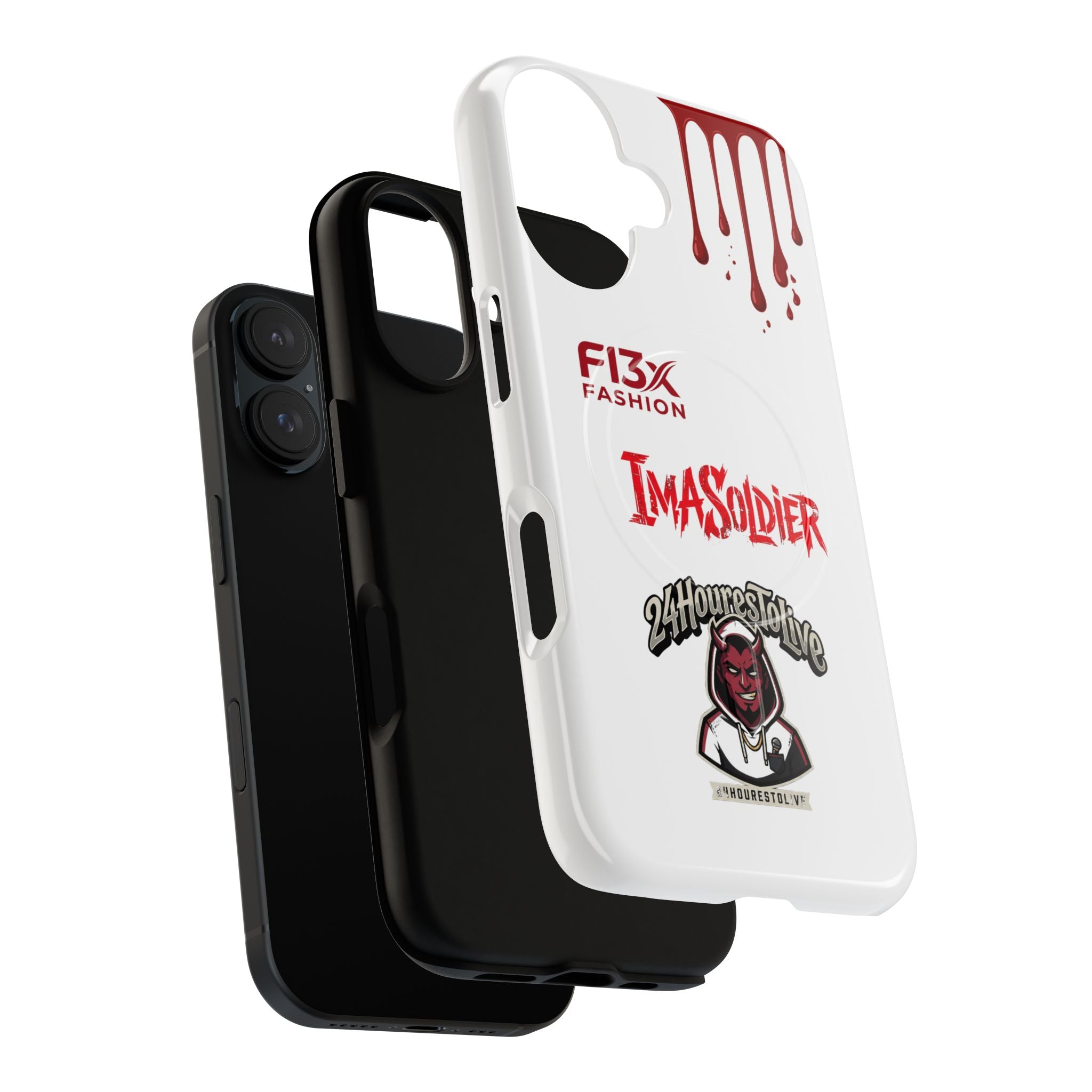 Tough Magnetic Phone Case — 'ImASoldier' Blood Drip Gaming Design