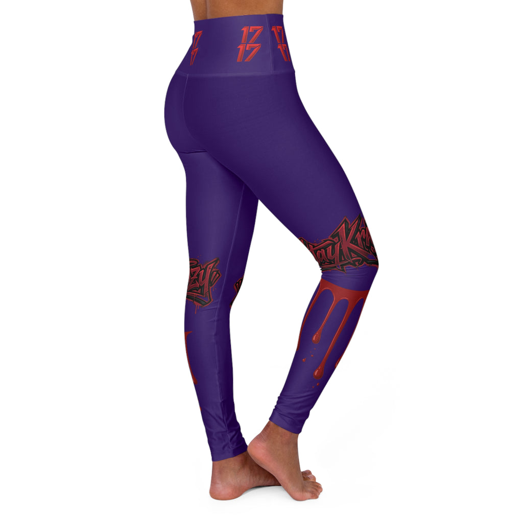 High-Waist Purple Graphic Yoga Leggings — Bold Street-Style 'Stay True' Design