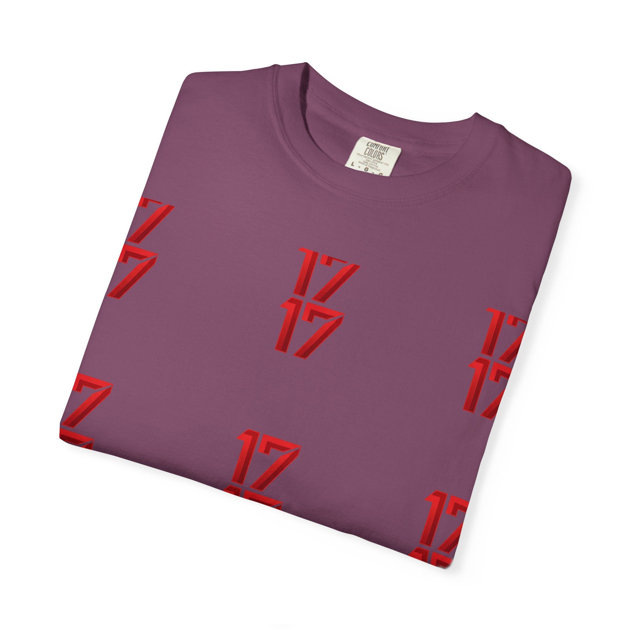 17 Pattern Graphic T-Shirt — Repeating Red Logo Tee