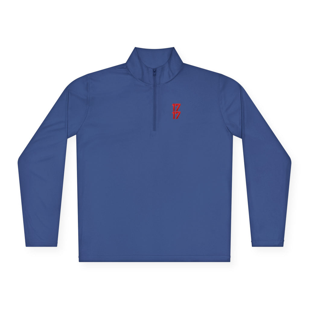 Quarter-Zip Pullover — Minimal Red '17' Logo Athletic Pullover