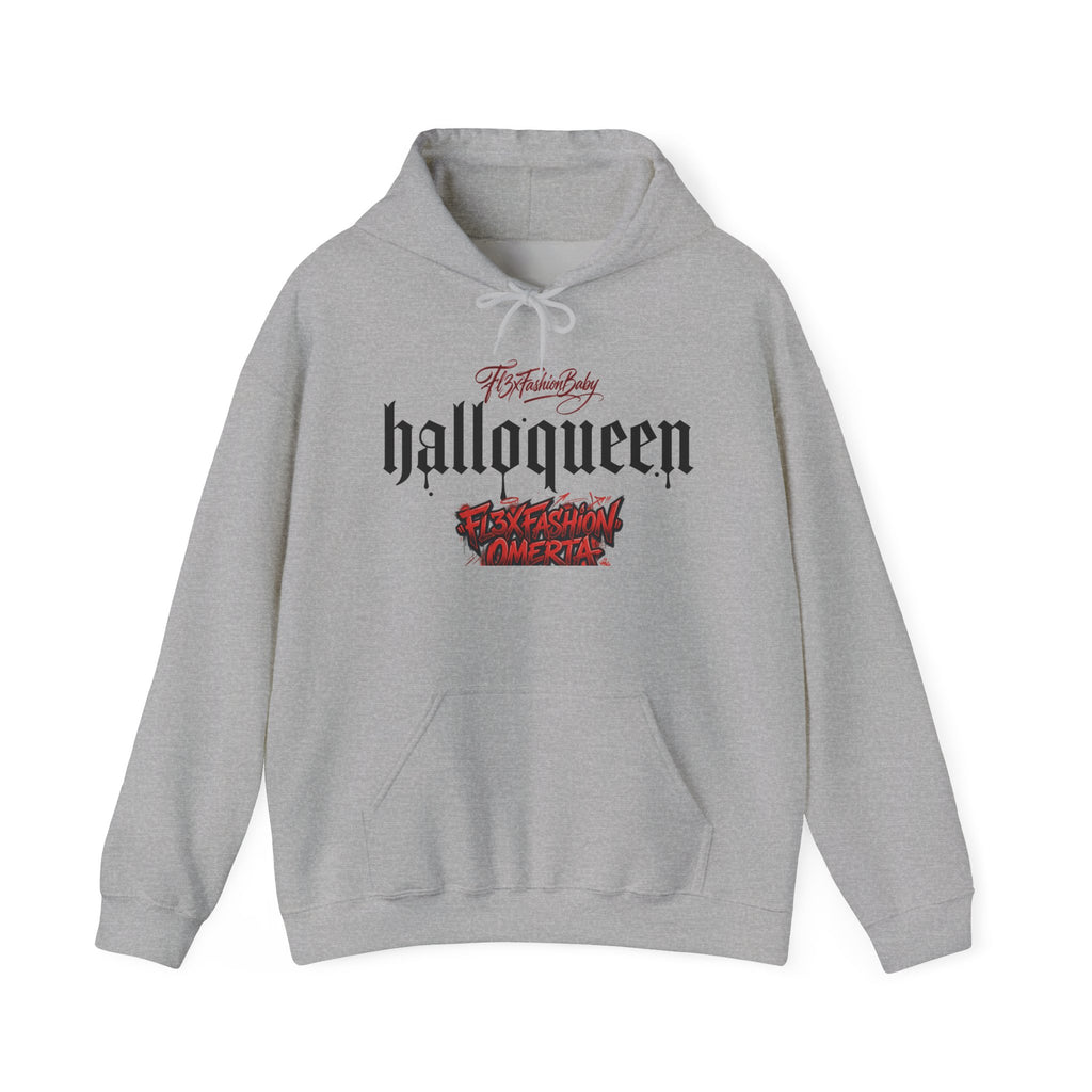HallowQueen Gothic Halloween Hoodie — “HallowQueen” Graphic Pullover