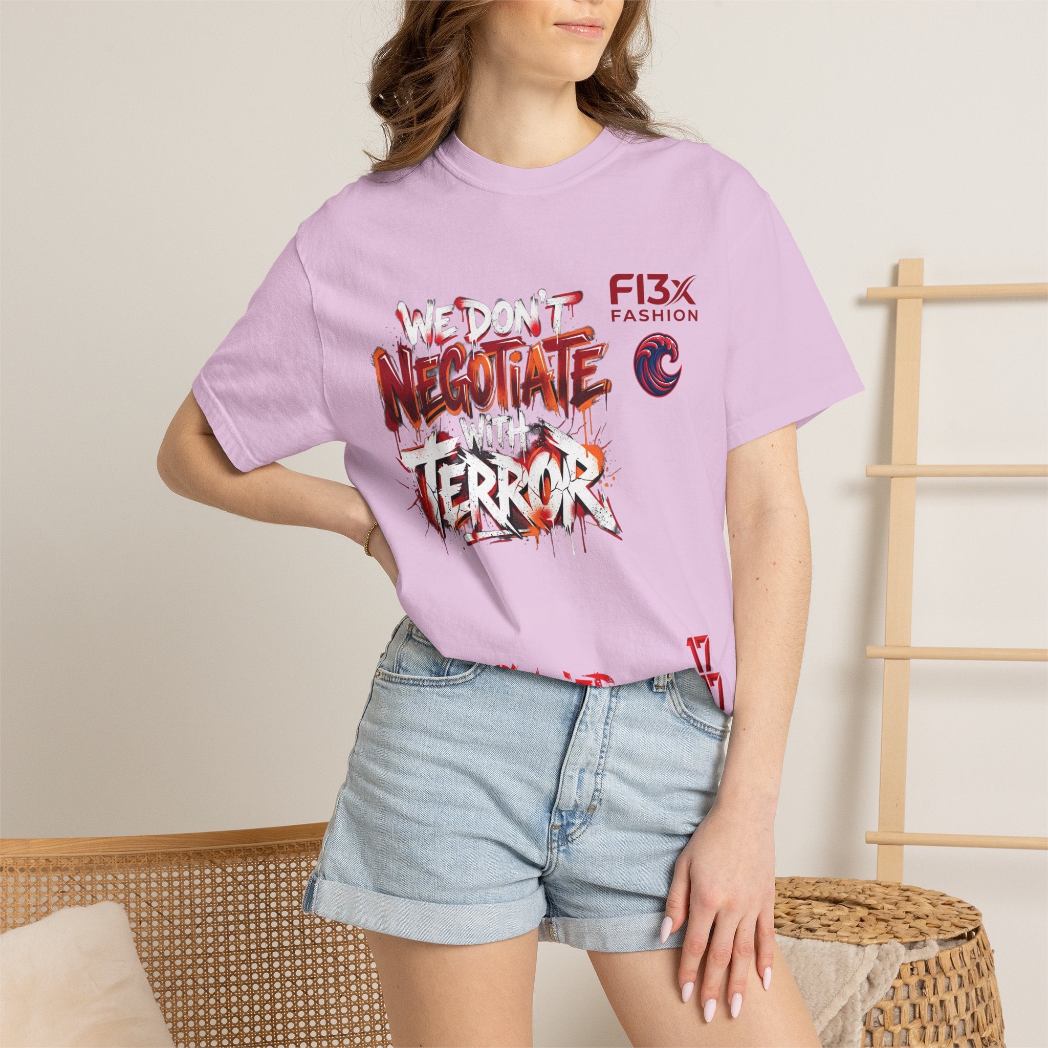 We Don’t Negotiate Terror Graphic T-Shirt — F13x Fashion Front & Back Print