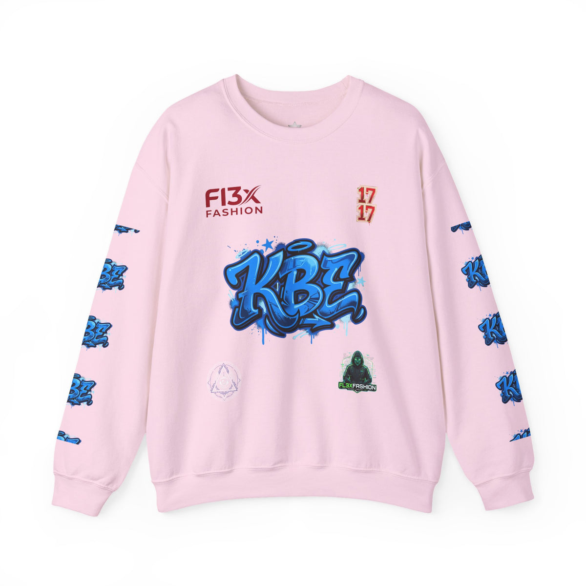 KBZ Graffiti Crewneck Sweatshirt – Streetwear Pullover with Blue Urban Tag Design