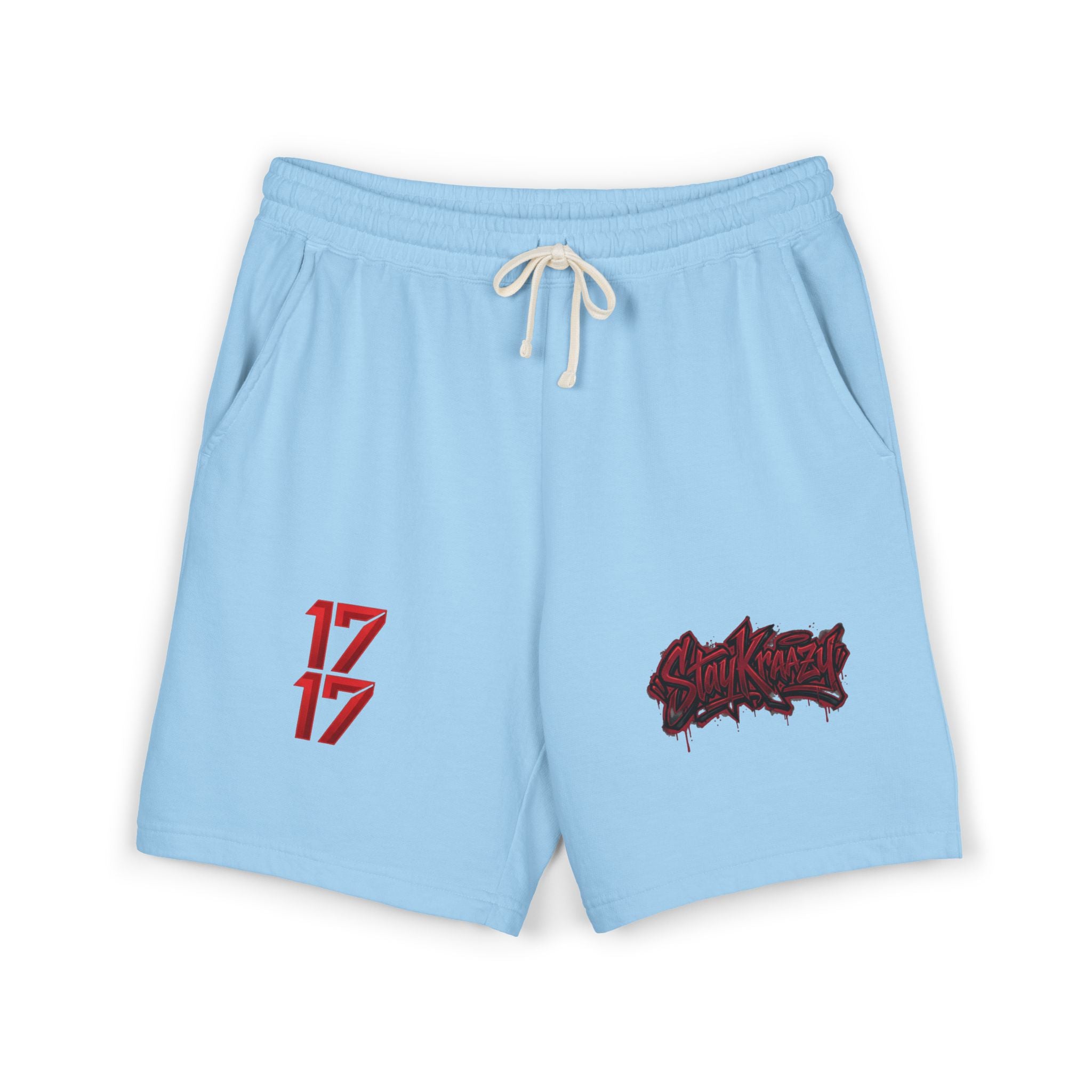 Fleece Sweat Shorts — Retro Egyptian Pyramids & 17 Graphic Lounge Shorts
