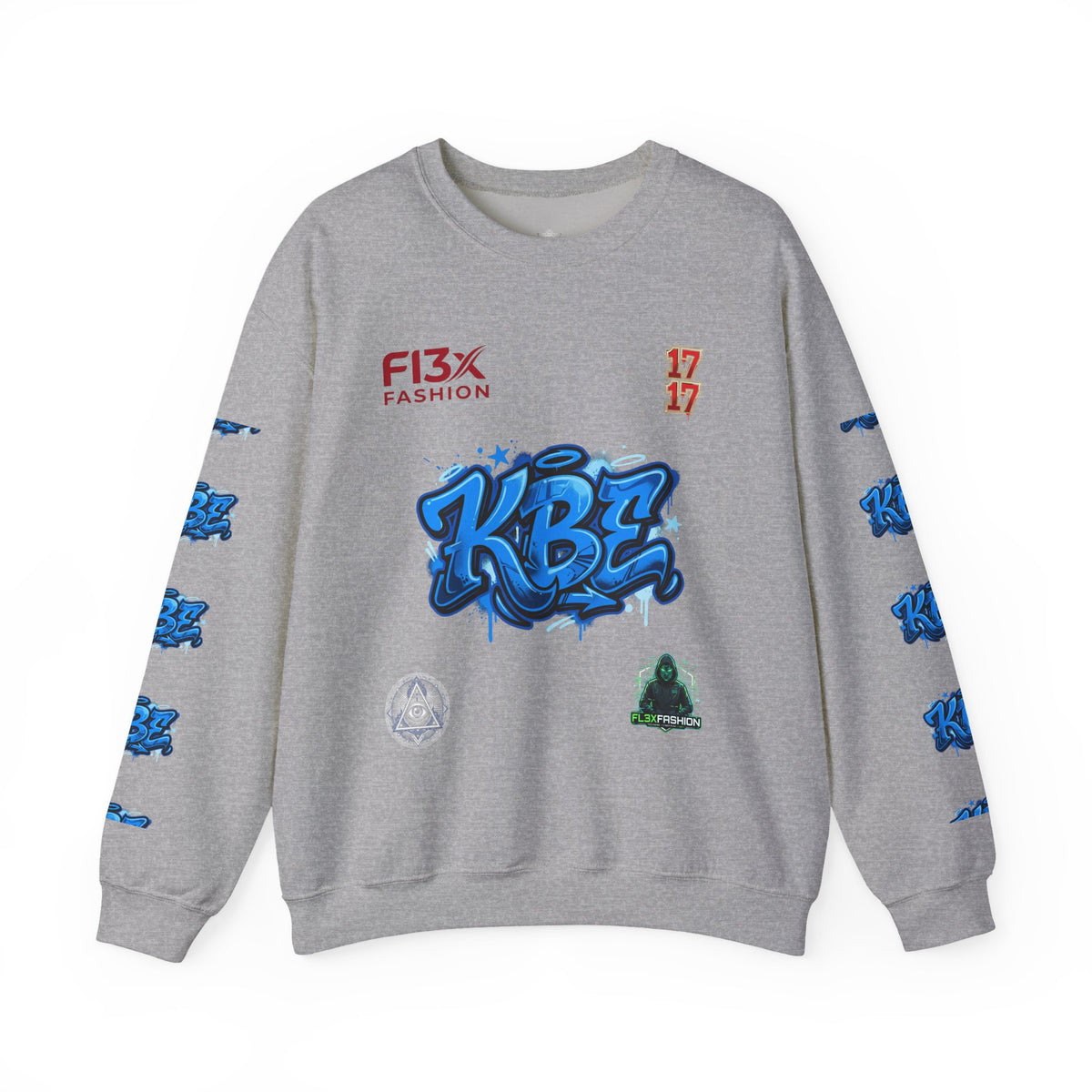 KBZ Graffiti Crewneck Sweatshirt – Streetwear Pullover with Blue Urban Tag Design