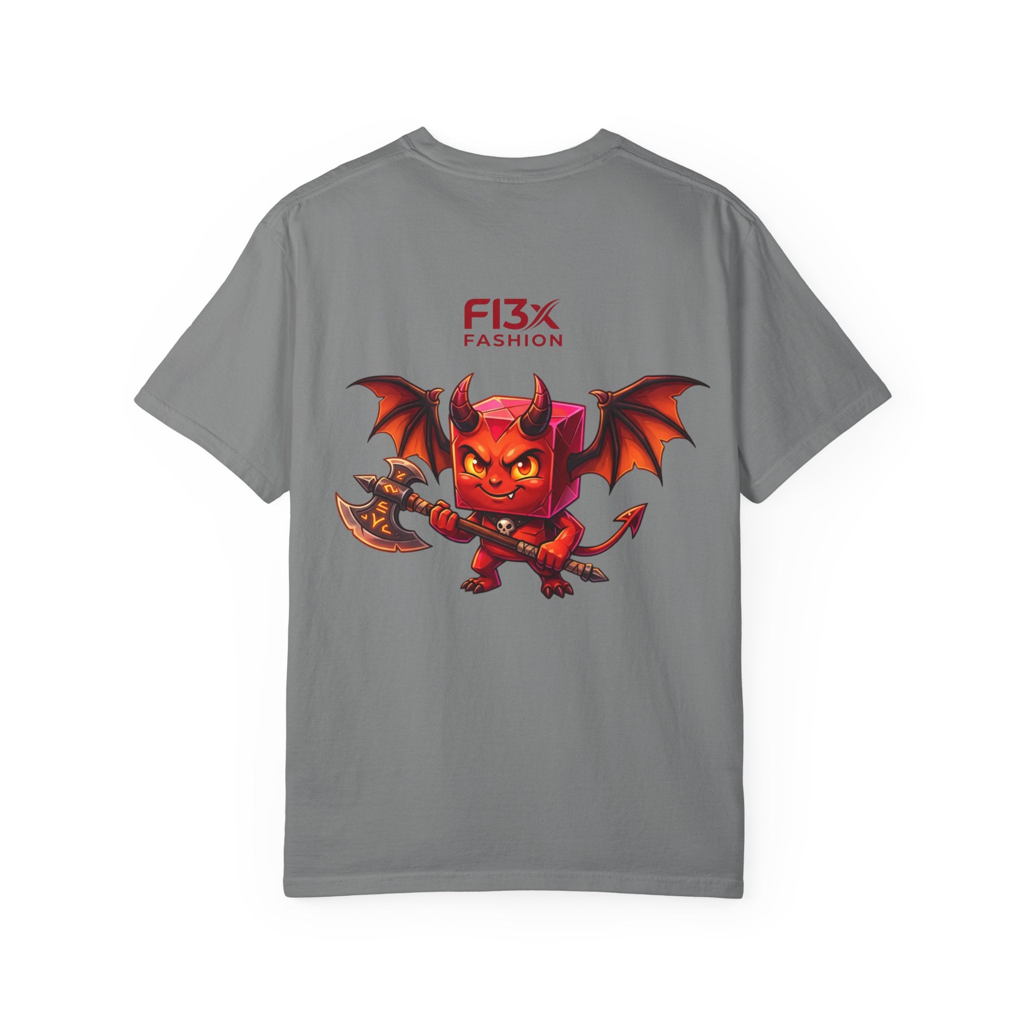 Devil Mascot T-Shirt — 'F13X Fashion' Graphic Tee (Front Chest & Back Print)