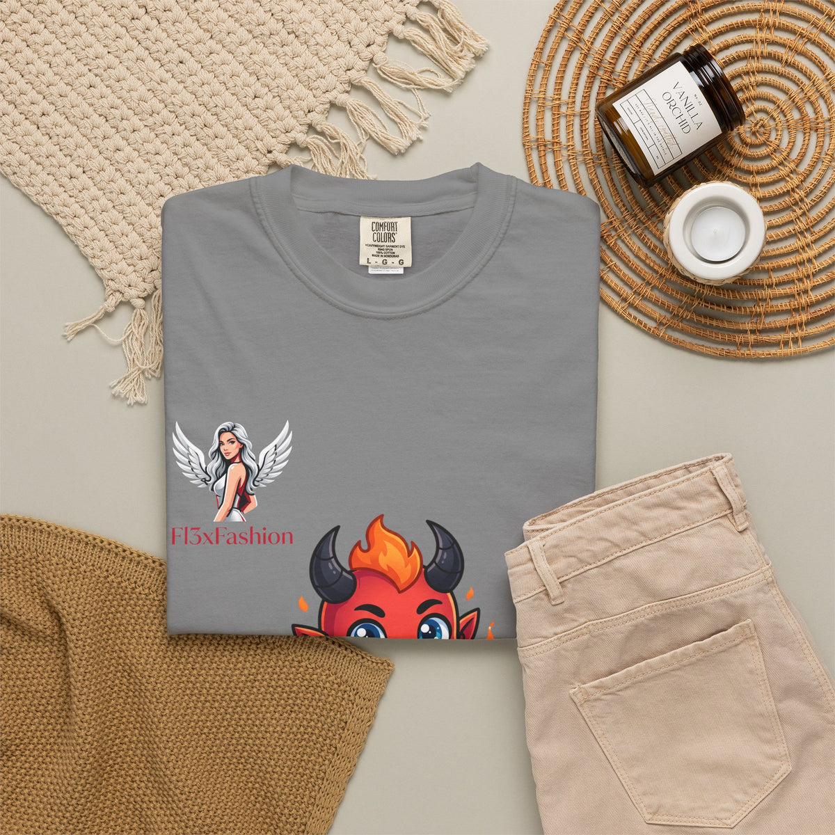 Devil Cartoon Graphic T-Shirt — Fiery Cute Demon Design